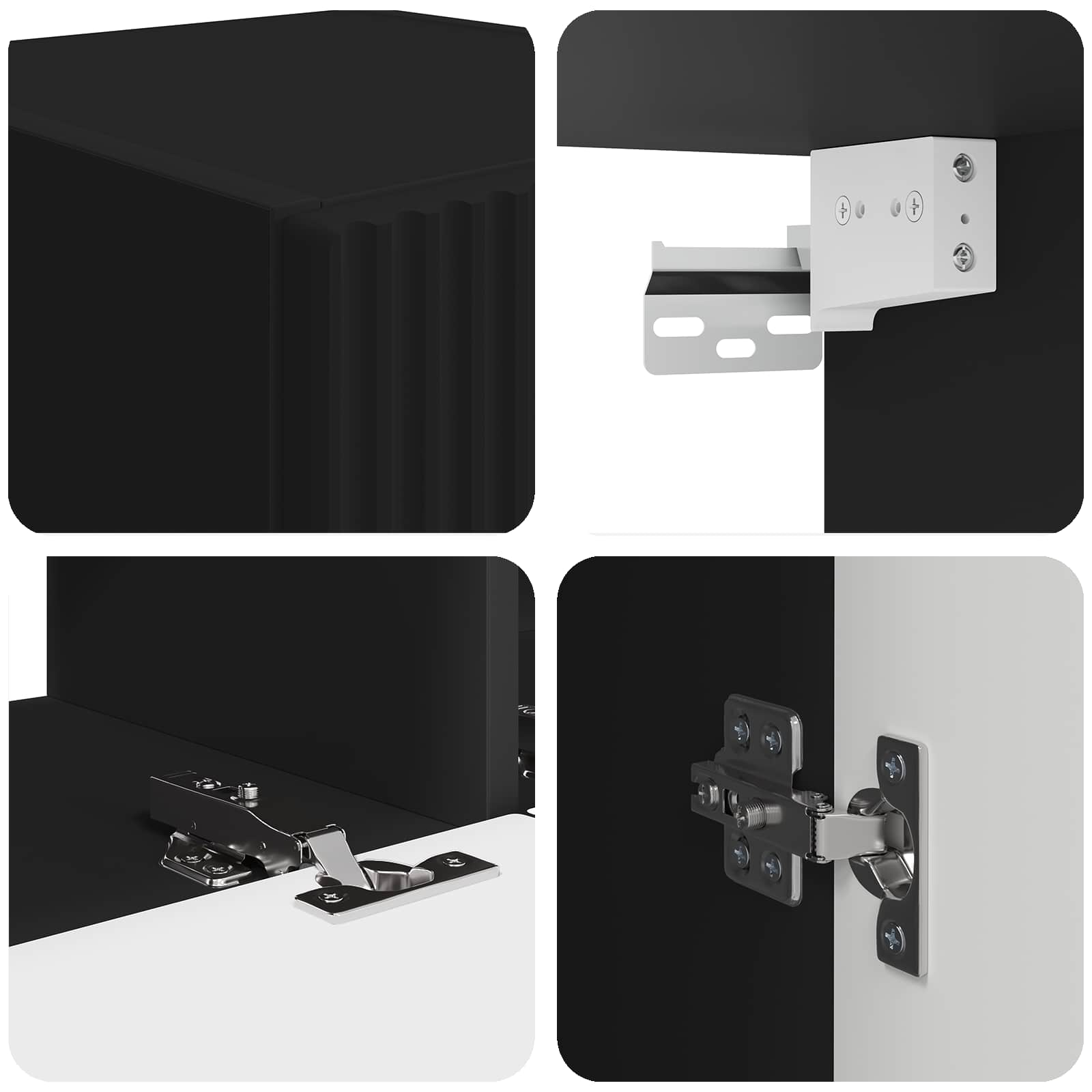 Set comodă TV Pe perete 2 pcs Negru Lemn compozit GartenMobel Dekor