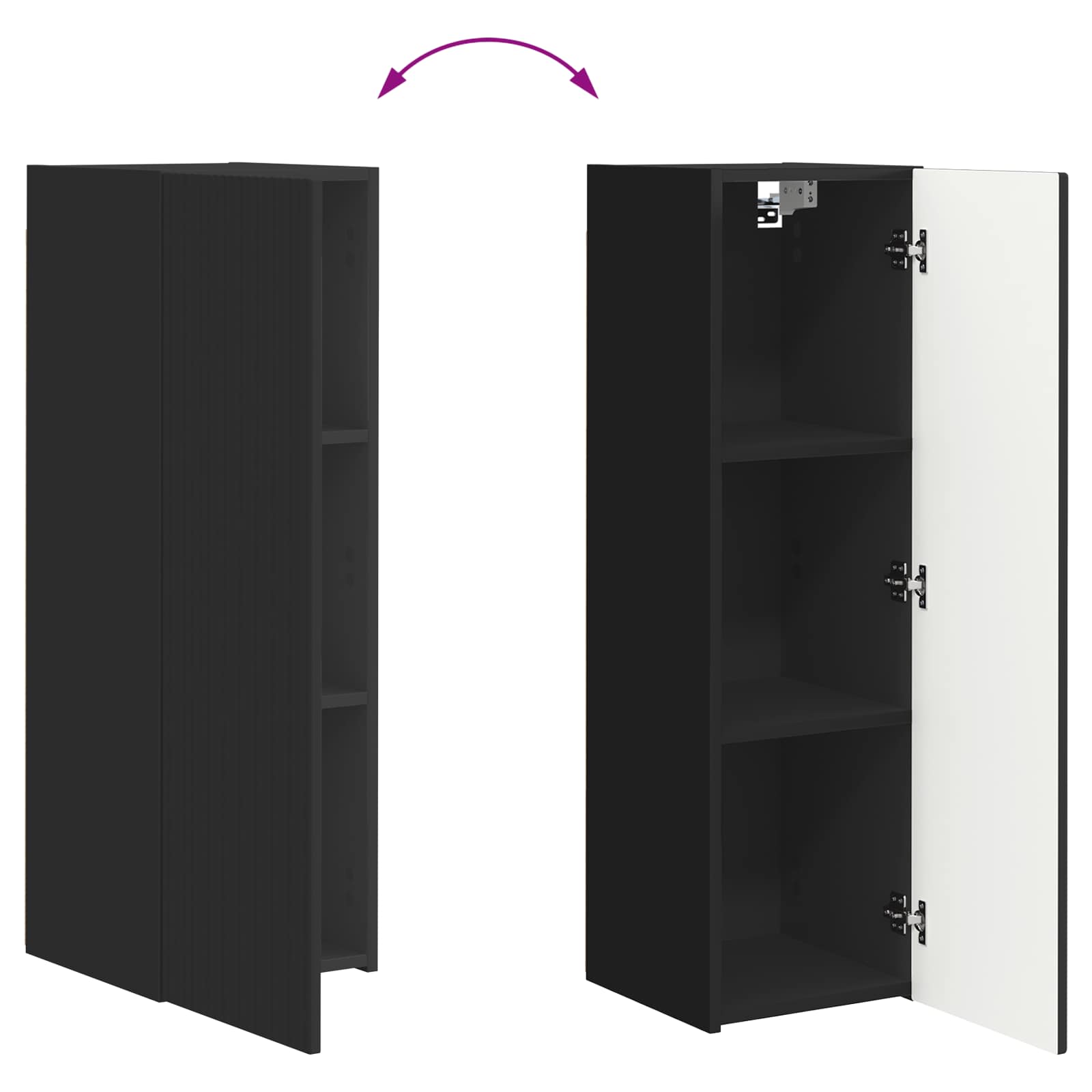 Set comodă TV Pe perete 2 pcs Negru Lemn compozit GartenMobel Dekor