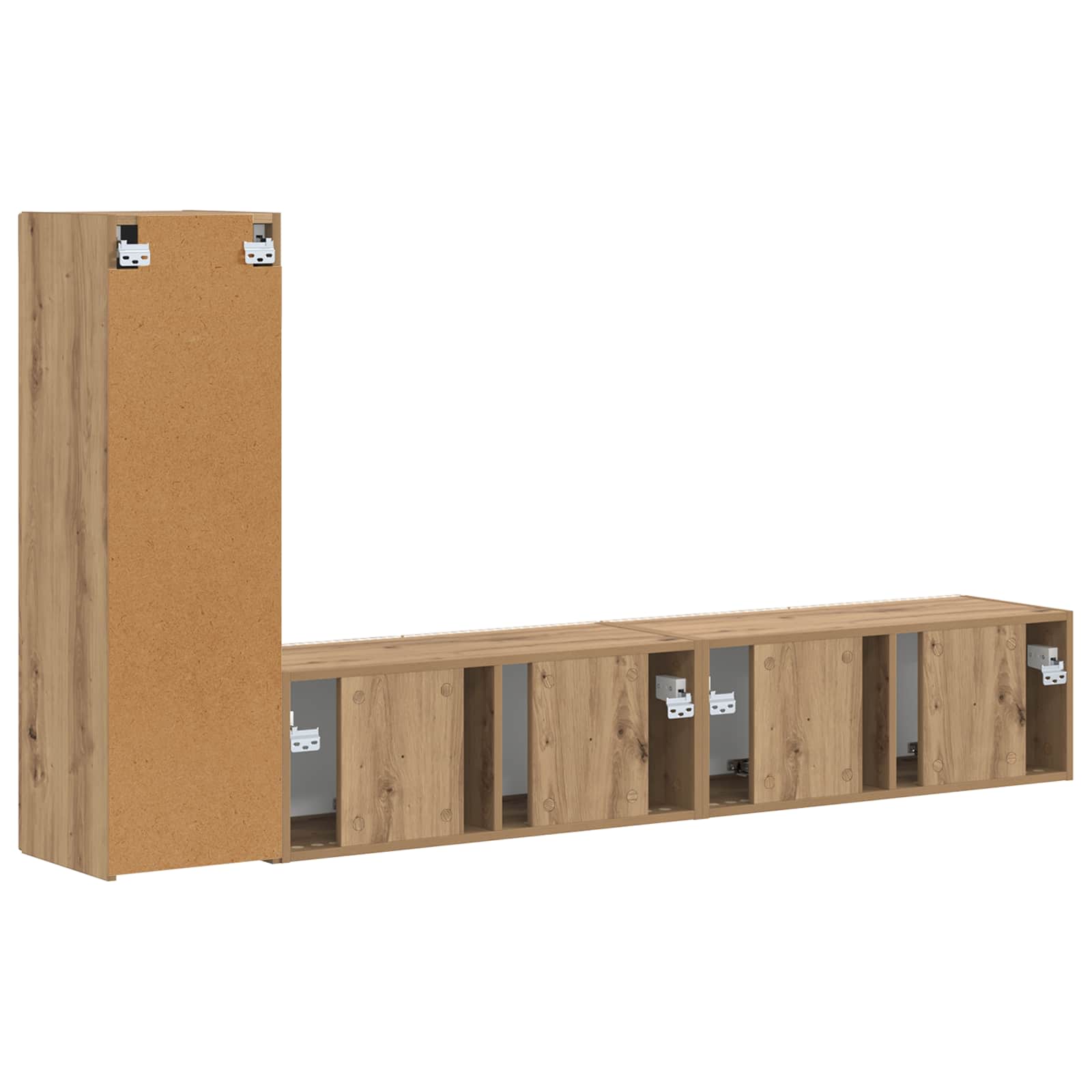 Set comodă TV Pe perete 2 pcs Stejar Artizanal Lemn compozit GartenMobel Dekor