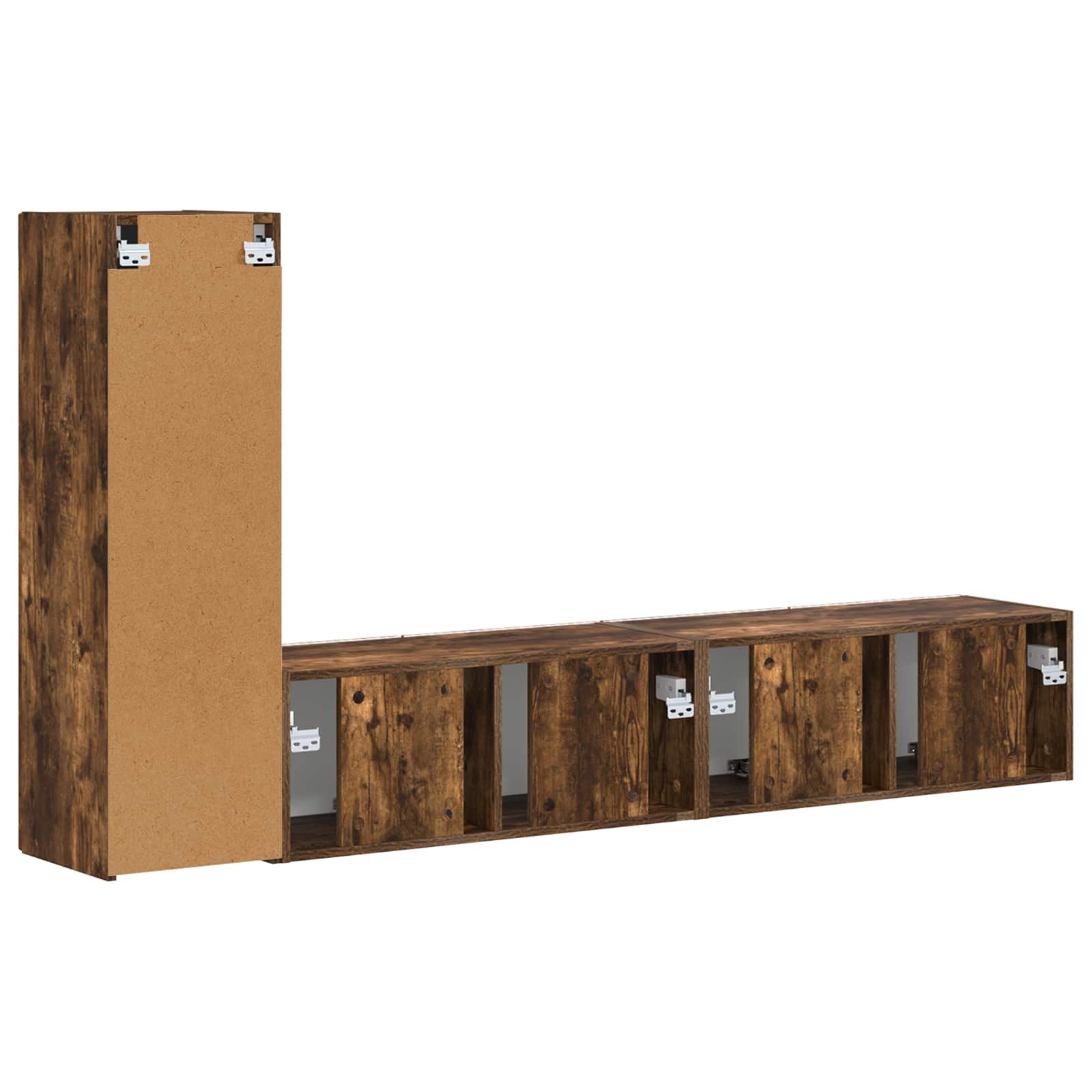 Set comodă TV Pe perete 2 pcs Stejar fumuriu Lemn compozit GartenMobel Dekor