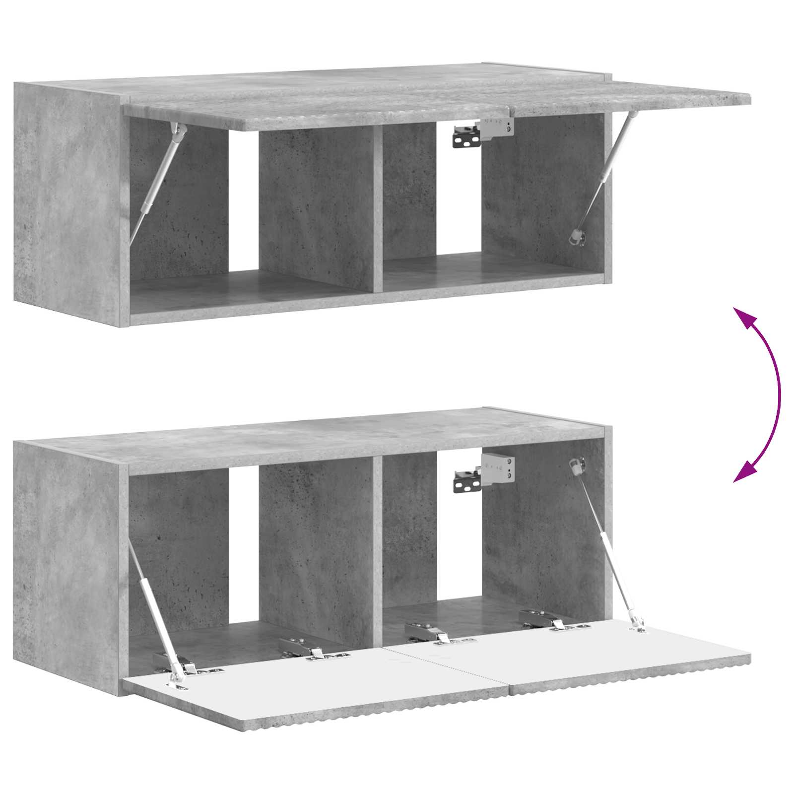 Set comodă TV Pe perete 3 pcs Gri din beton Lemn compozit GartenMobel Dekor