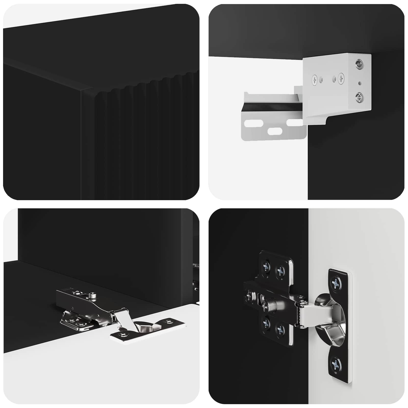 Set comodă TV Pe perete 3 pcs Negru Lemn compozit GartenMobel Dekor