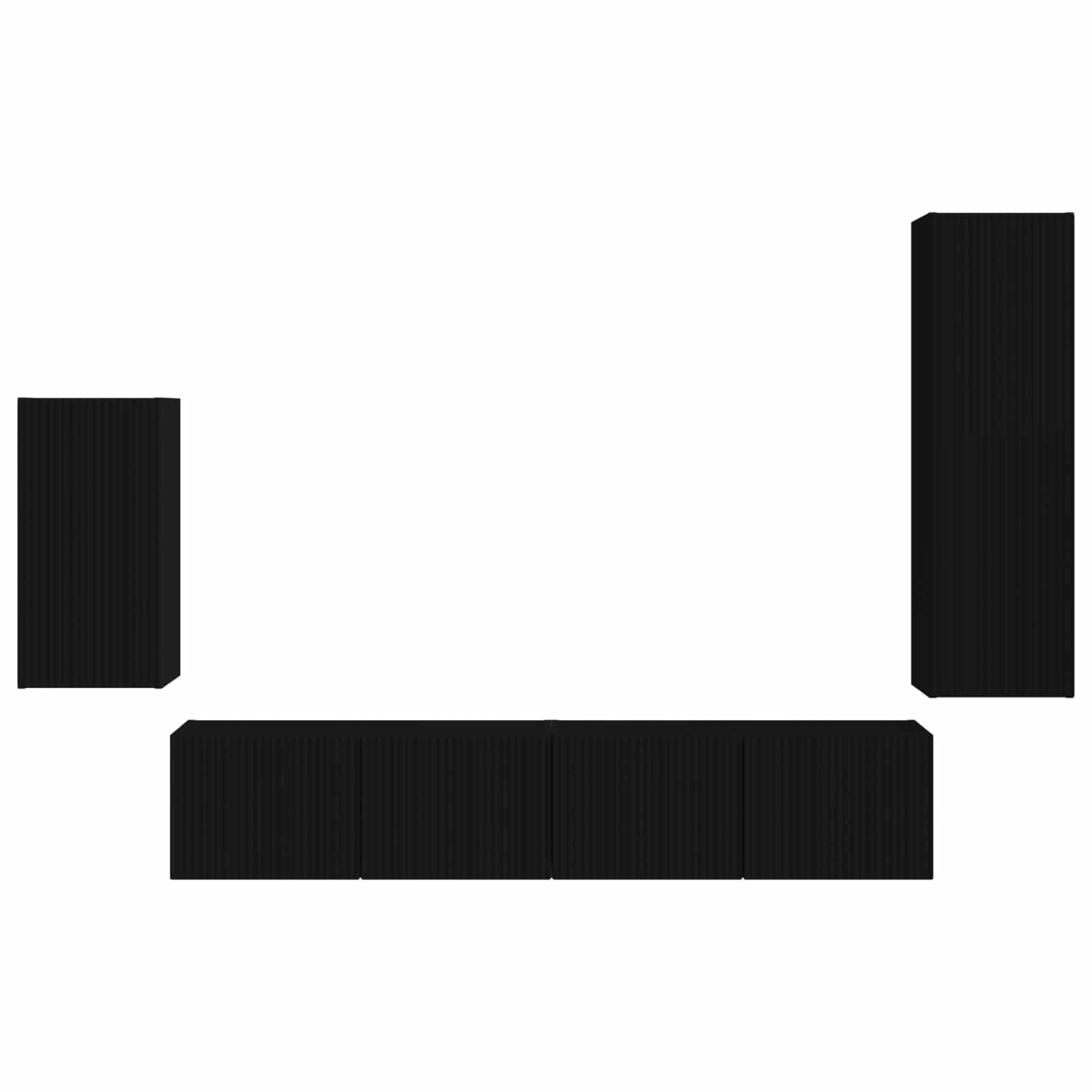 Set comodă TV Pe perete 3 pcs Negru Lemn compozit GartenMobel Dekor