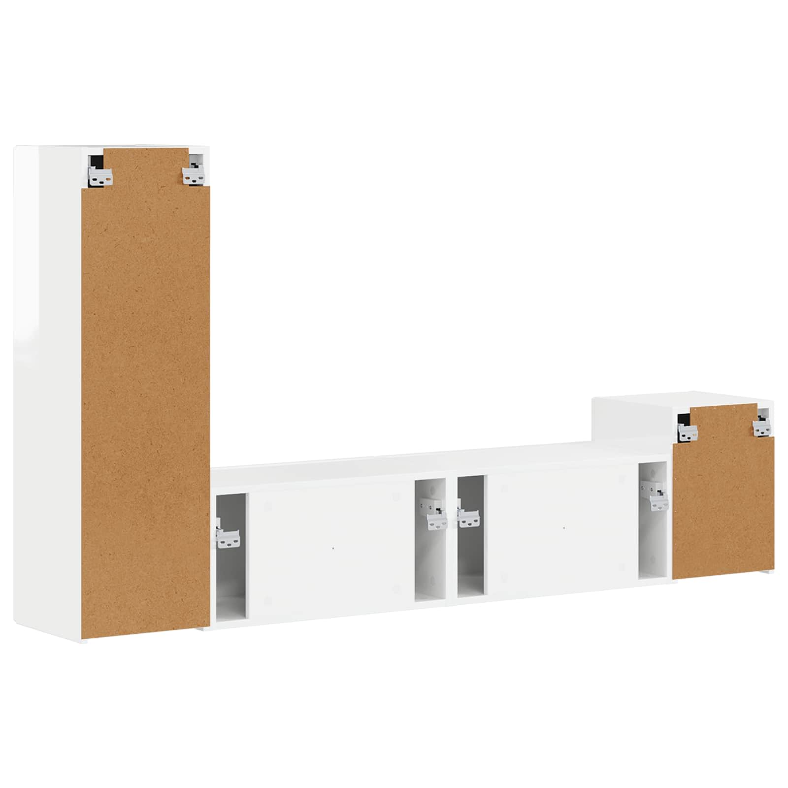 Set comodă TV Pe perete 4 pcs Alb lucios Lemn compozit GartenMobel Dekor