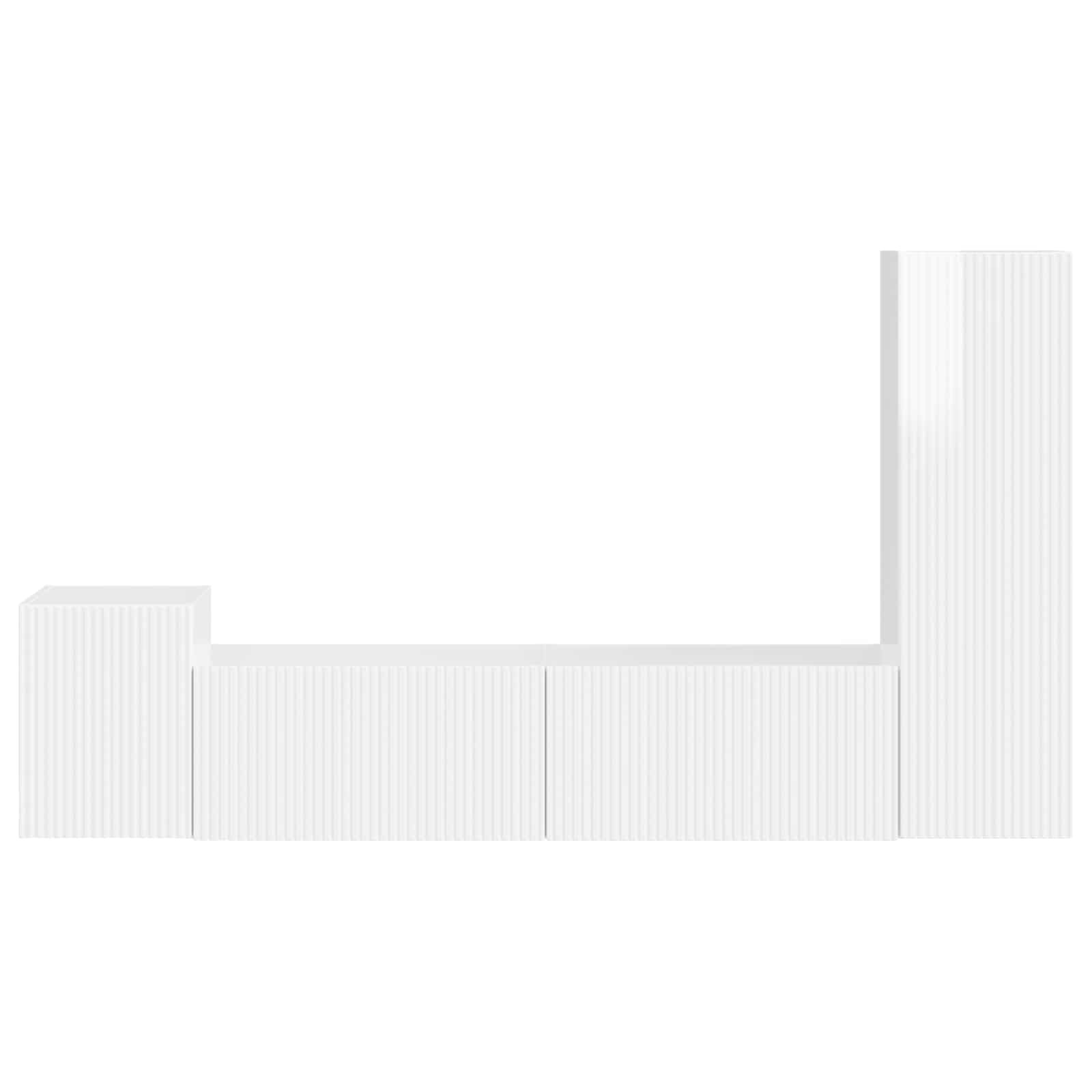 Set comodă TV Pe perete 4 pcs Alb lucios Lemn compozit GartenMobel Dekor