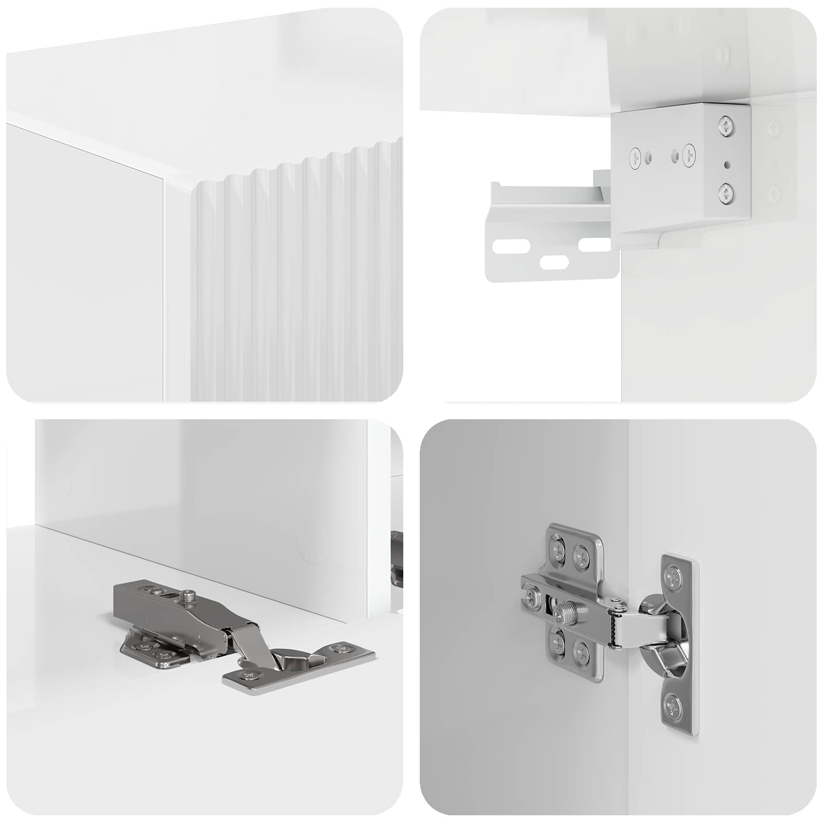 Set comodă TV Pe perete 4 pcs Alb lucios Lemn compozit GartenMobel Dekor