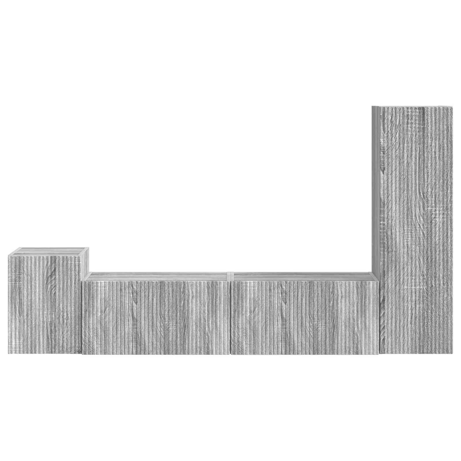 Set comodă TV Pe perete 4 pcs Gri Sonoma Lemn compozit GartenMobel Dekor