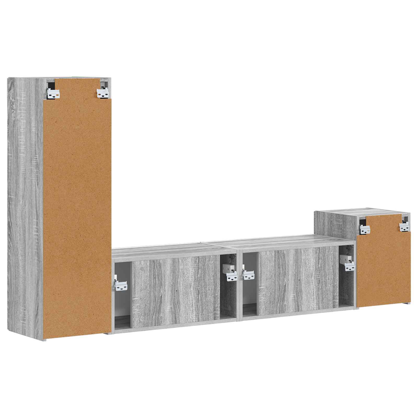 Set comodă TV Pe perete 4 pcs Gri Sonoma Lemn compozit GartenMobel Dekor