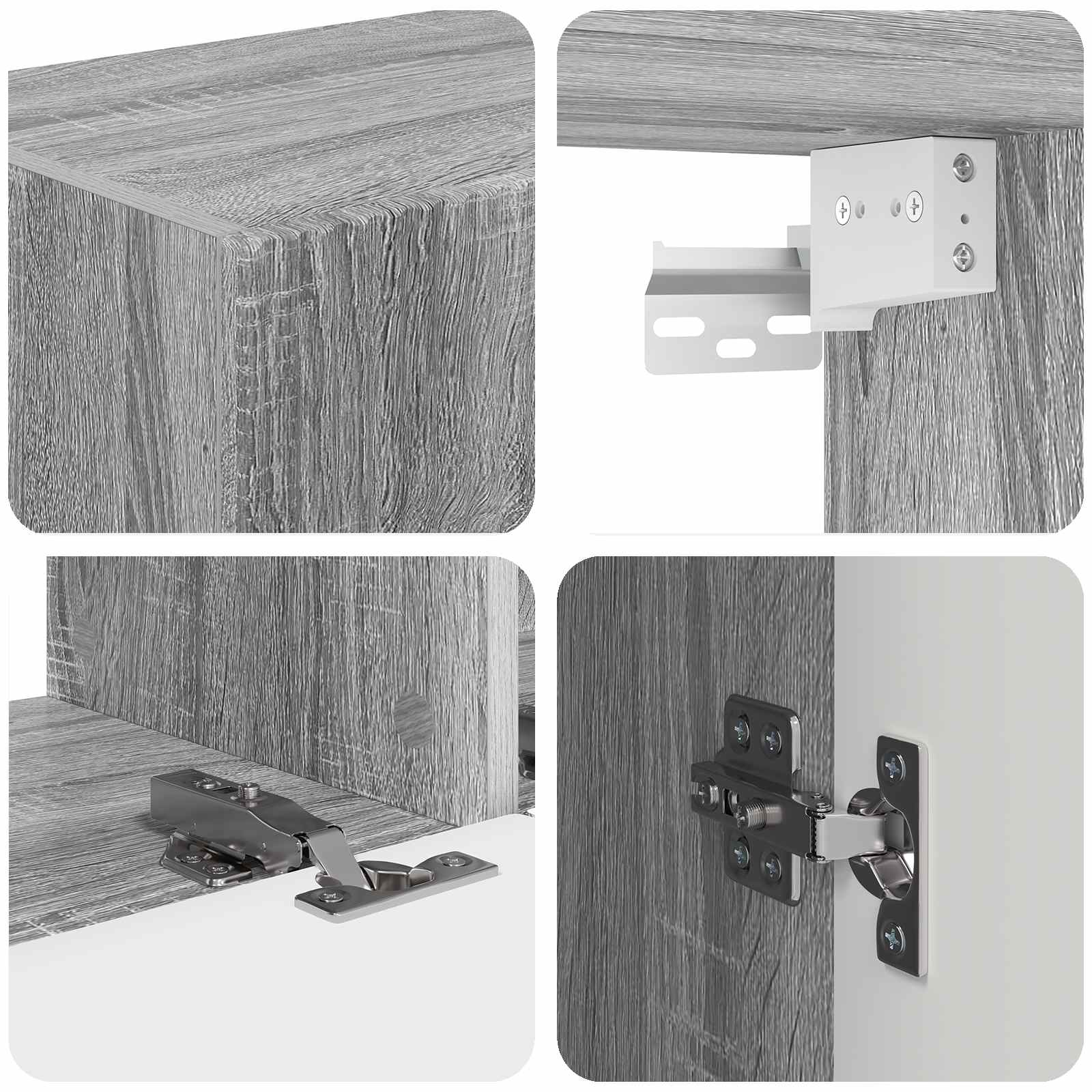 Set comodă TV Pe perete 4 pcs Gri Sonoma Lemn compozit GartenMobel Dekor