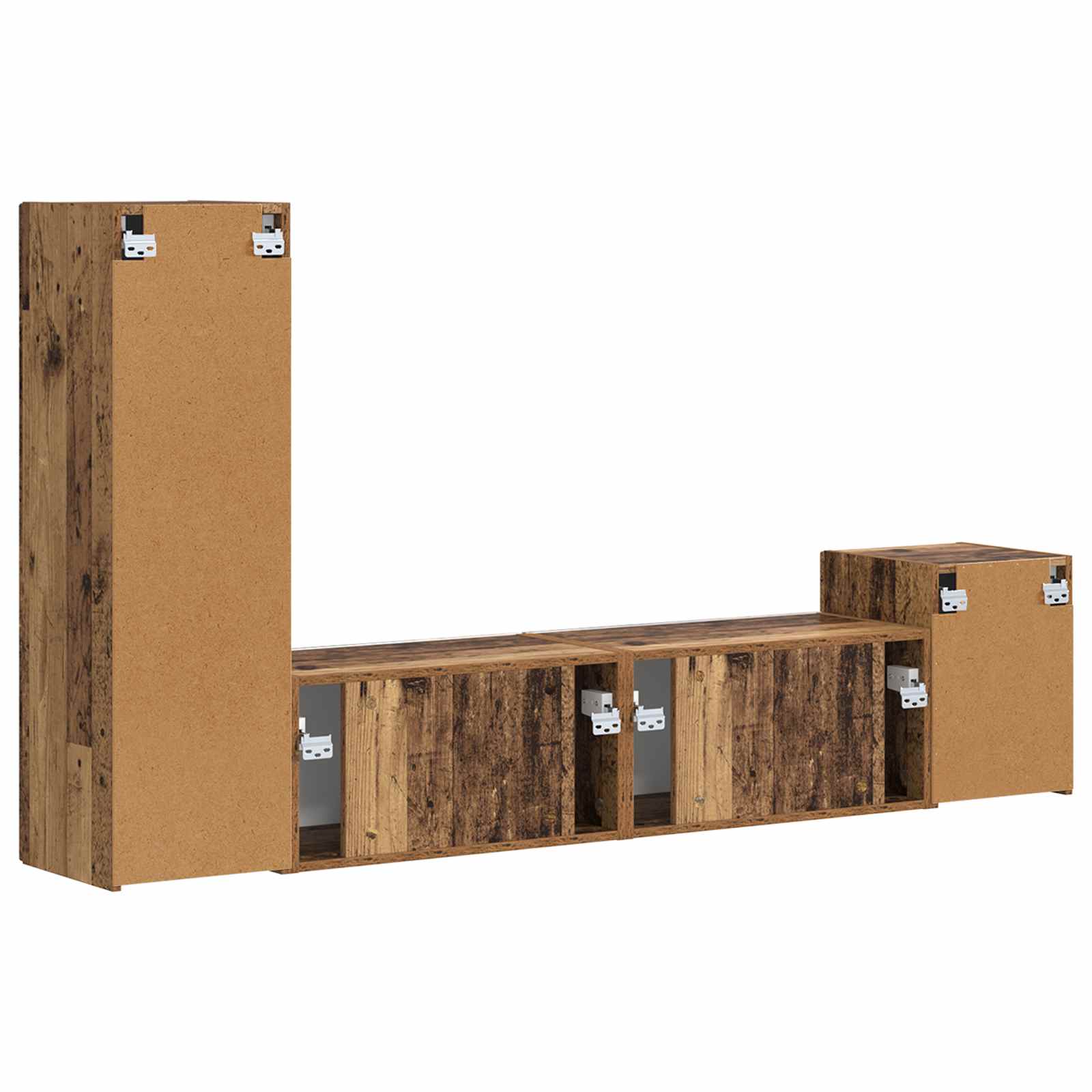 Set comodă TV Pe perete 4 pcs Lemn vechi Lemn compozit GartenMobel Dekor