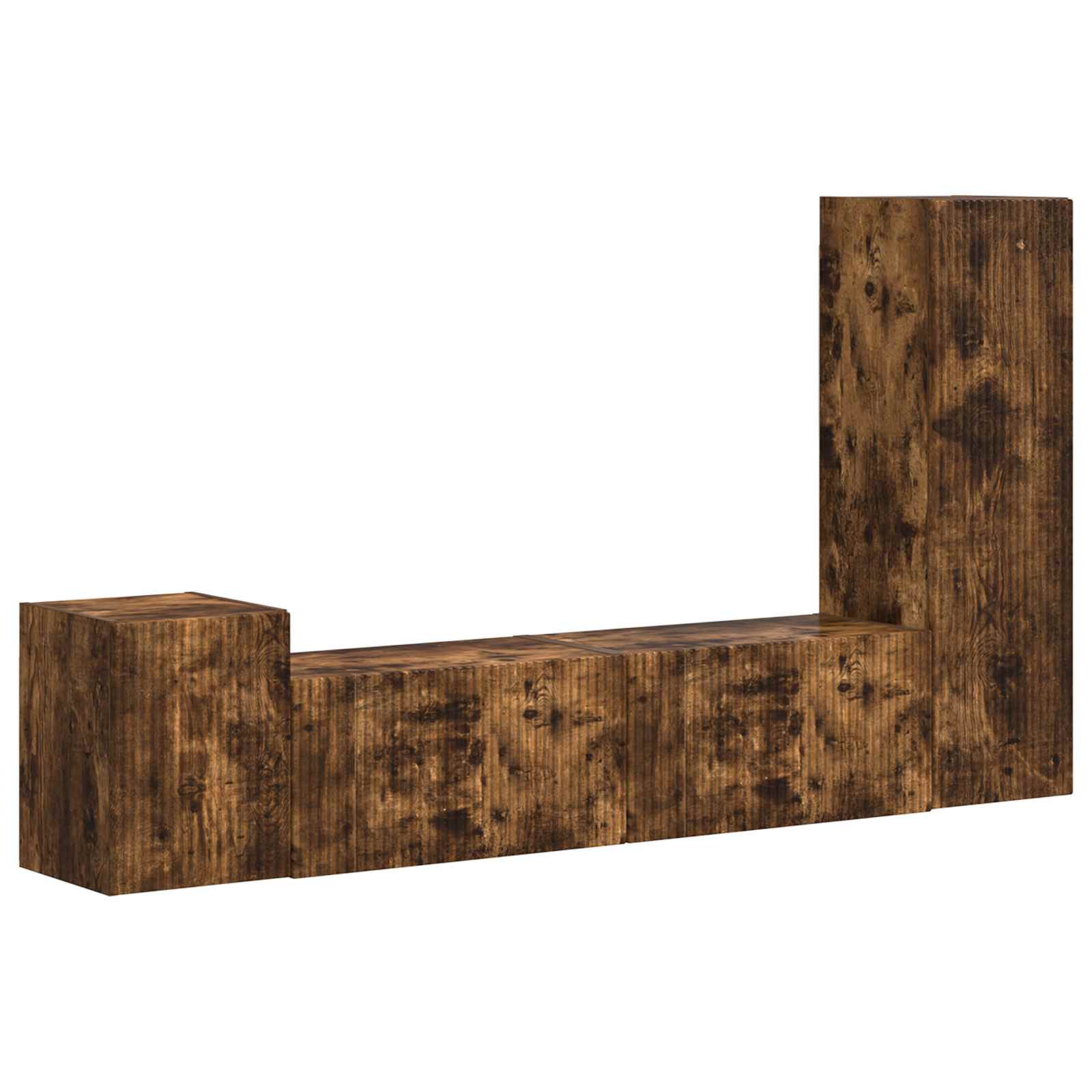 Set comodă TV Pe perete 4 pcs Stejar fumuriu Lemn compozit GartenMobel Dekor