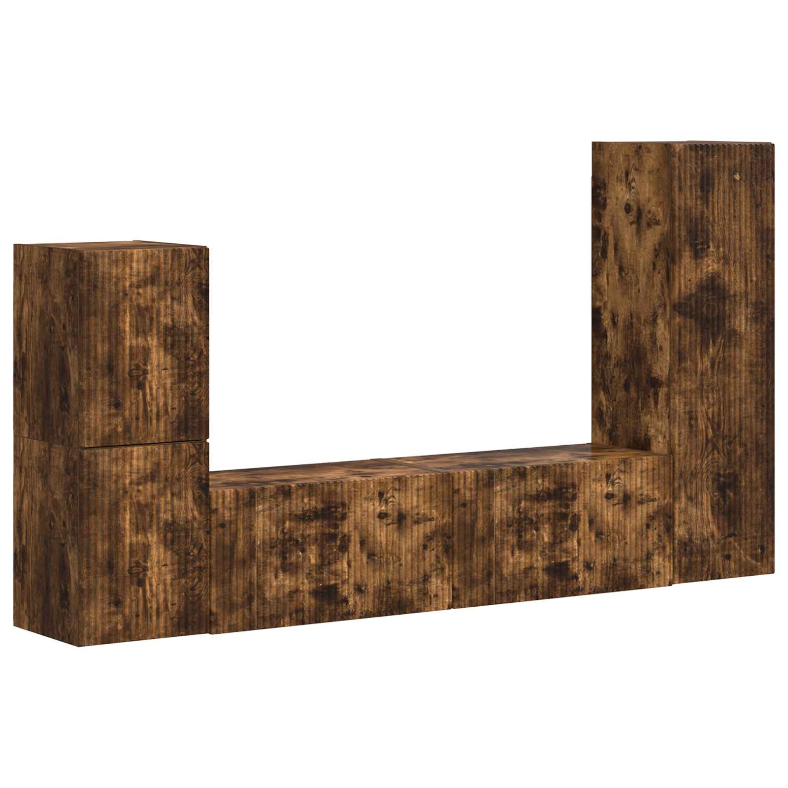 Set comodă TV Pe perete 4 pcs Stejar fumuriu Lemn compozit GartenMobel Dekor