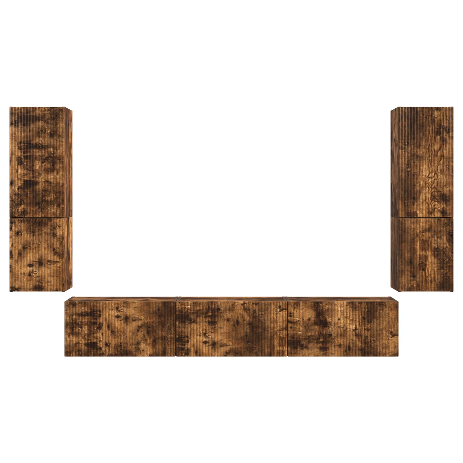 Set comodă TV Pe perete 4 pcs Stejar fumuriu Lemn compozit GartenMobel Dekor