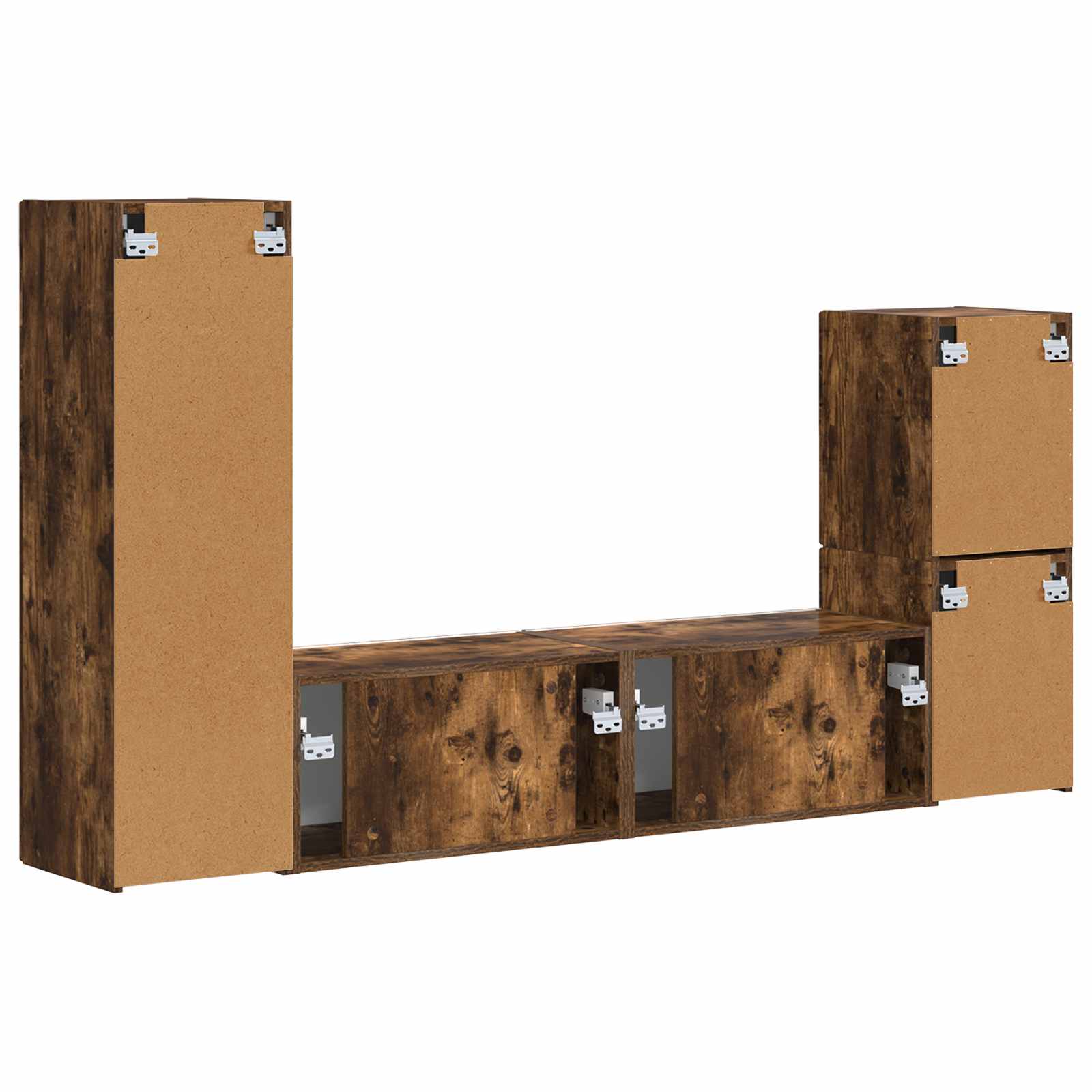 Set comodă TV Pe perete 4 pcs Stejar fumuriu Lemn compozit GartenMobel Dekor