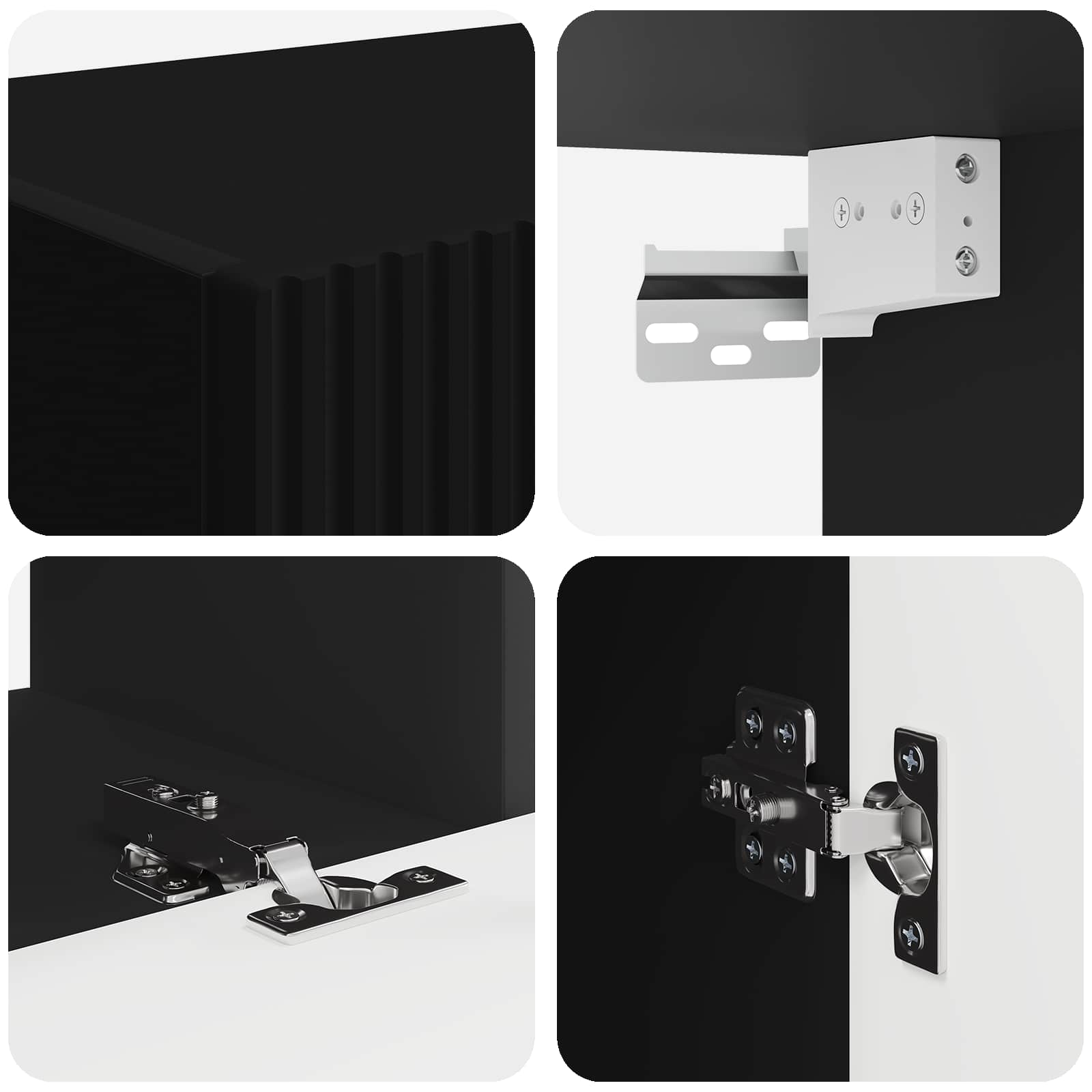 Set comodă TV Pe perete 3 pcs Negru Lemn compozit GartenMobel Dekor