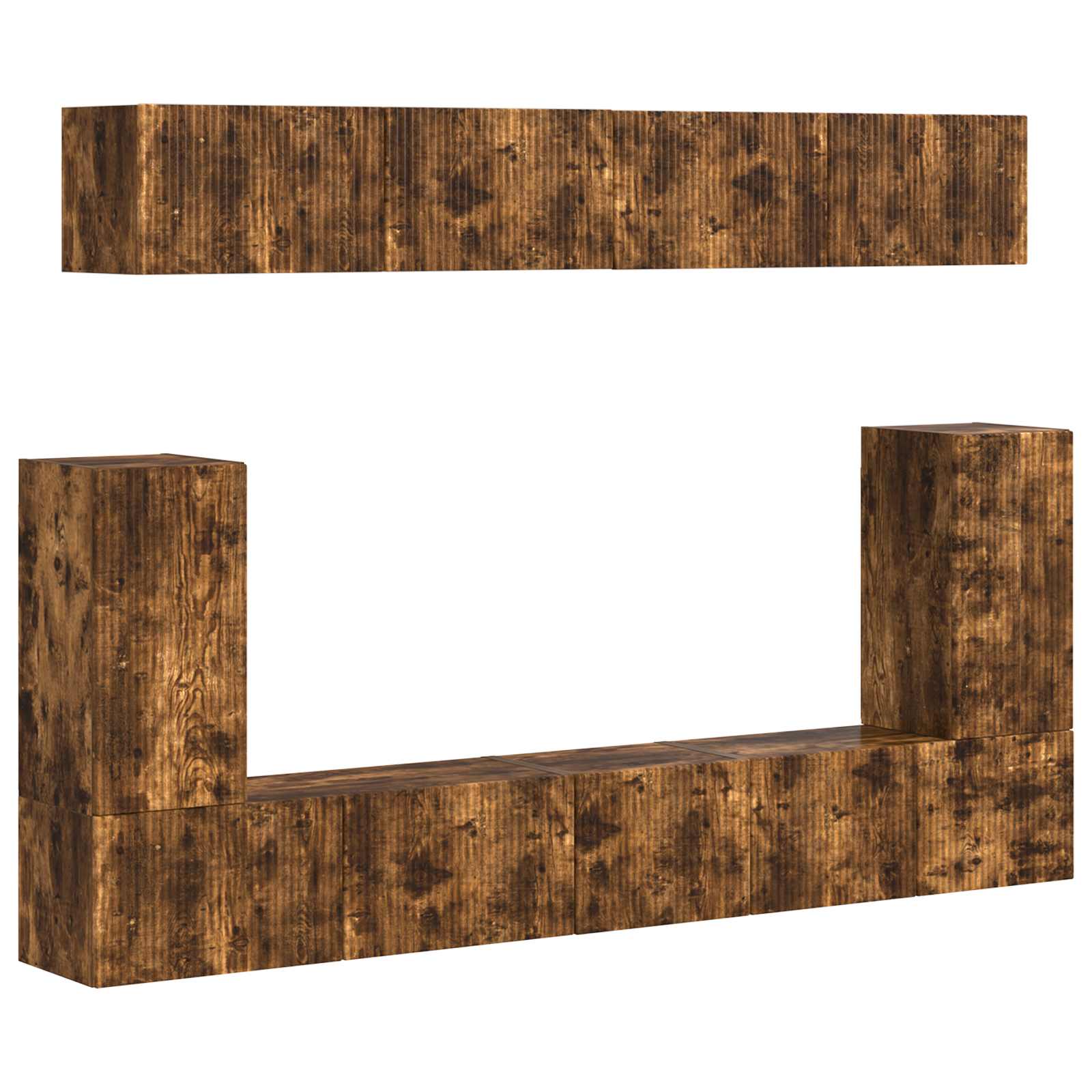 Set comodă TV Pe perete 5 pcs Stejar fumuriu Lemn compozit GartenMobel Dekor