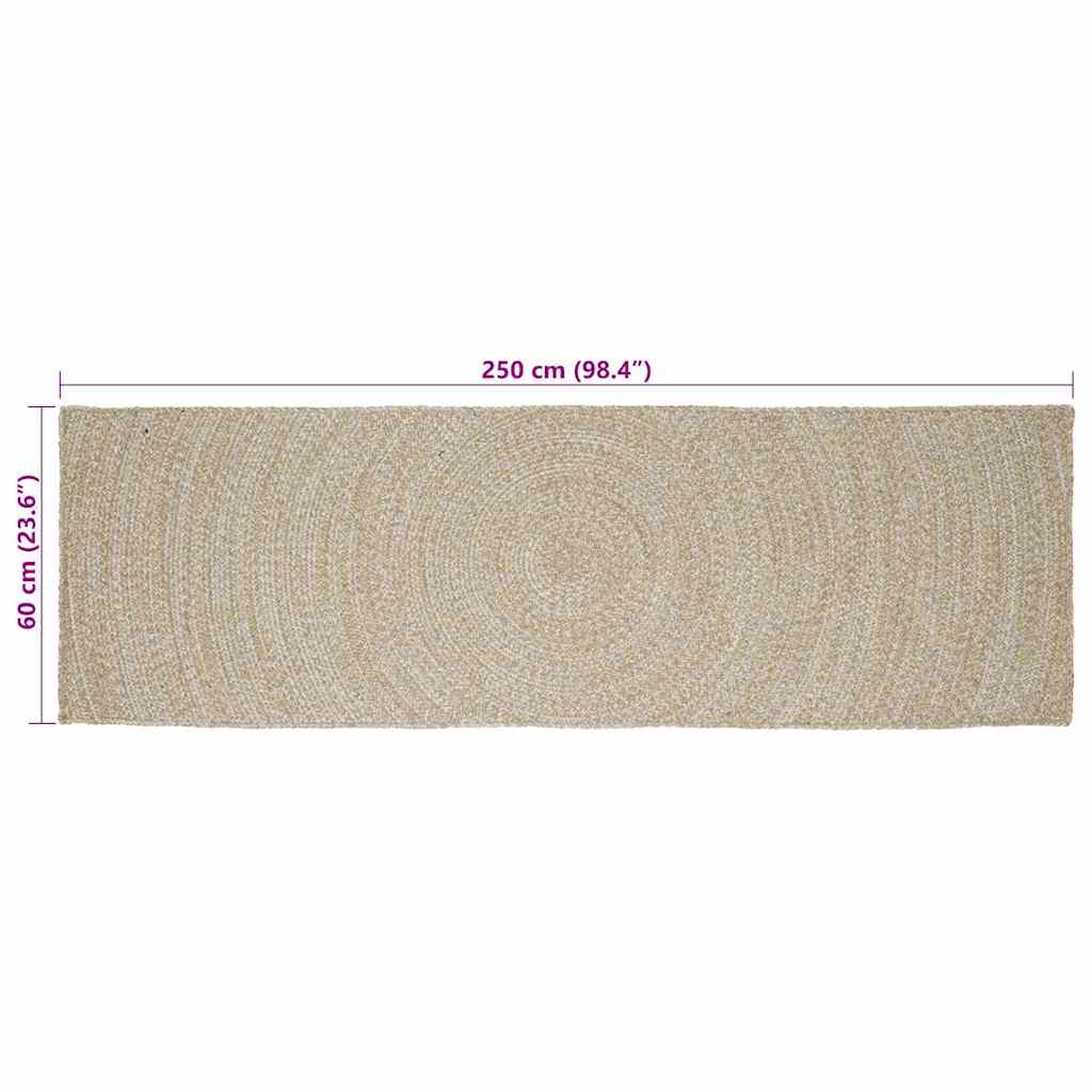 Covor Natural și Alb 60 x 250 cm Iută GartenMobel Dekor