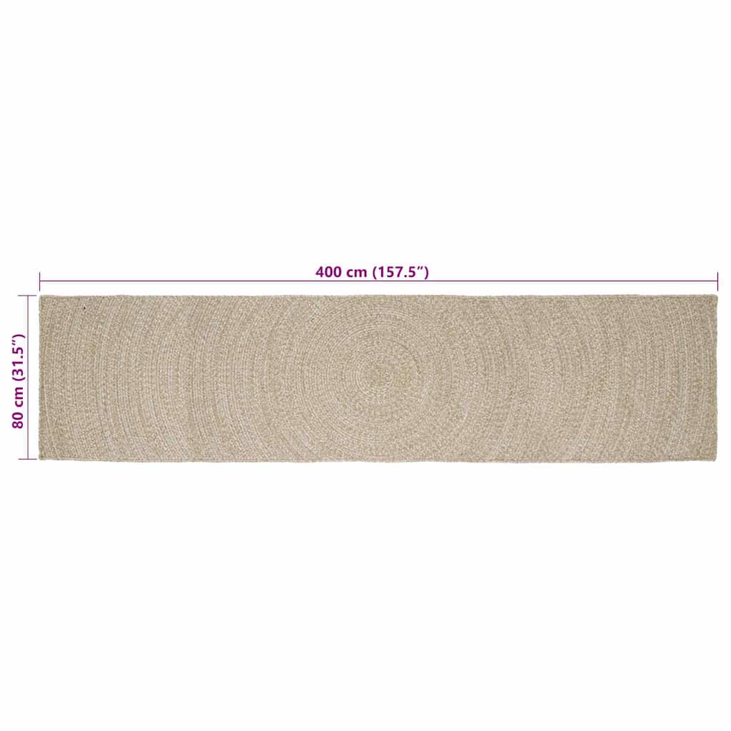 Covor Natural și Alb 80 x 400 cm Iută GartenMobel Dekor