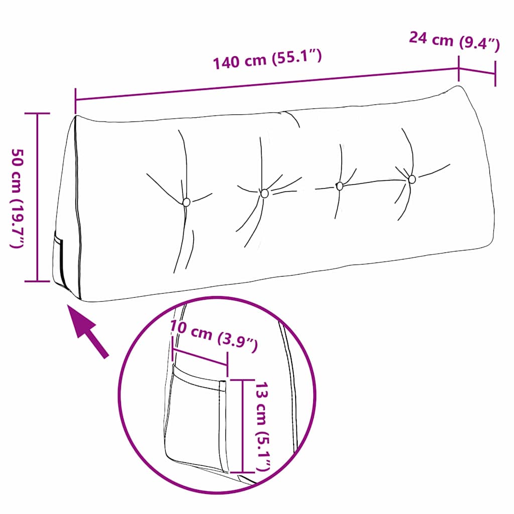 Perna pentru spate Alb 140 x 24 x 50 cm țesătură GartenMobel Dekor