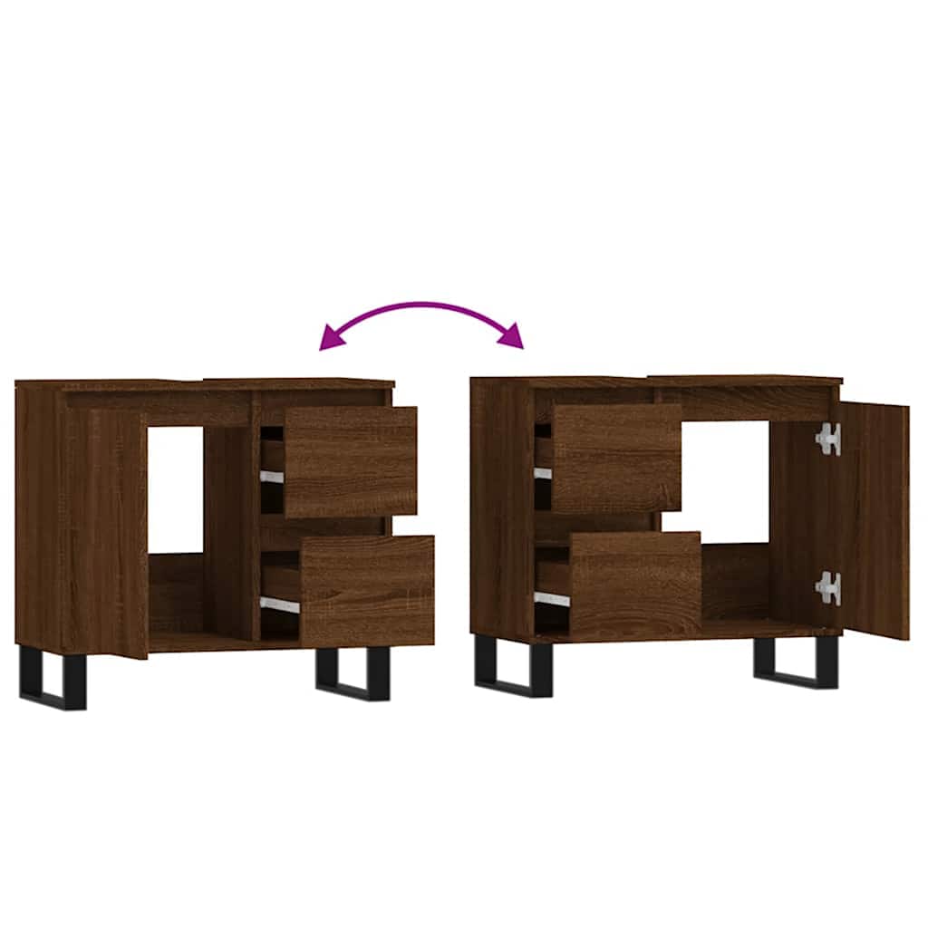 Dulap de baie, stejar maro, 65x33x60 cm, lemn prelucrat GartenMobel Dekor