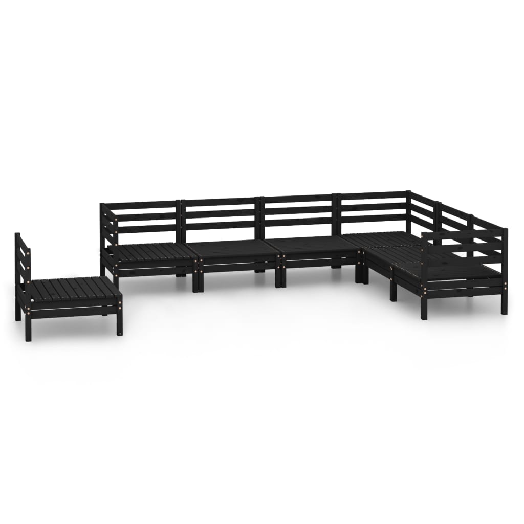 Set mobilier de grădină, 7 piese, negru, lemn masiv de pin GartenMobel Dekor