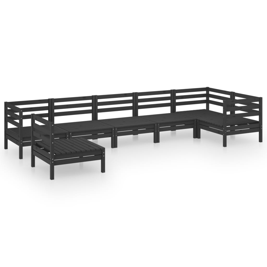 Set mobilier de grădină, 7 piese, negru, lemn masiv de pin GartenMobel Dekor