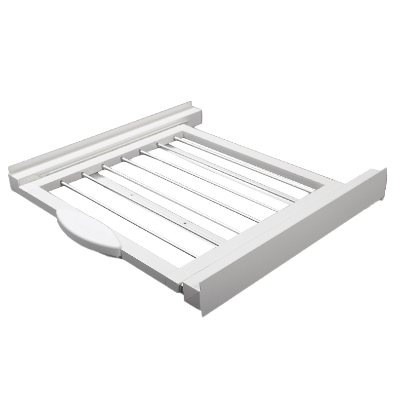 RESIGILAT - Suport Cadru pentru Suprapunere Uscator - Masina de Spalat Rufe cu Suport Haine Retractabil Incorporat, Alb