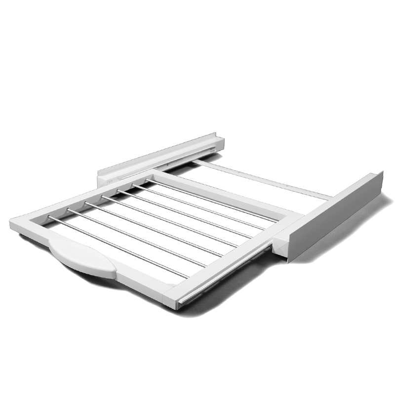 RESIGILAT - Suport Cadru pentru Suprapunere Uscator - Masina de Spalat Rufe cu Suport Haine Retractabil Incorporat, Alb