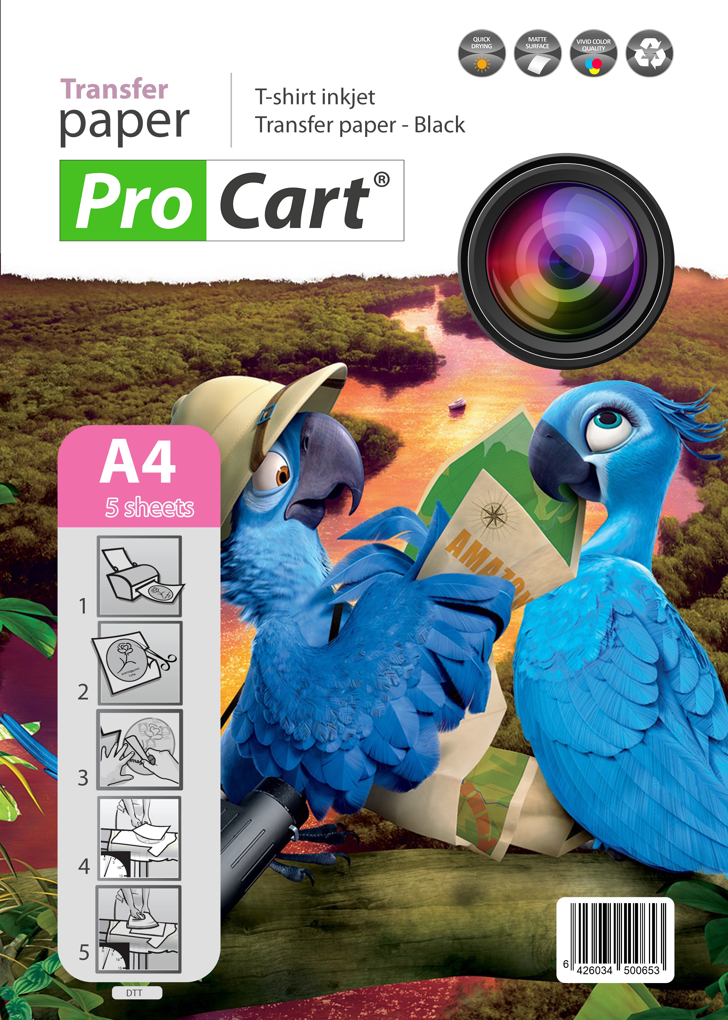 Hartie transfer termic a4 pentru tricouri negre MultiMark GlobalProd