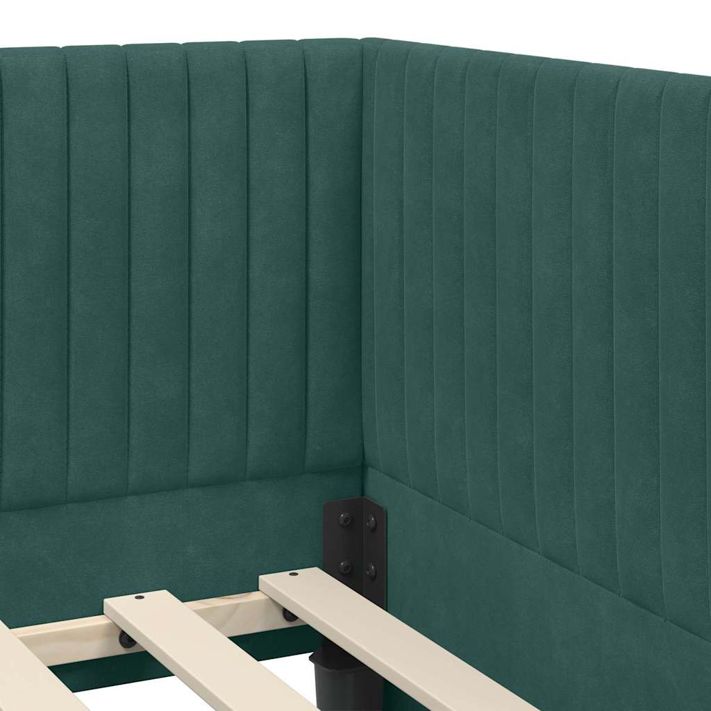 Cadru de pat colțar cu saltea cu headboard 2 pcs Verde Catifea GartenMobel Dekor
