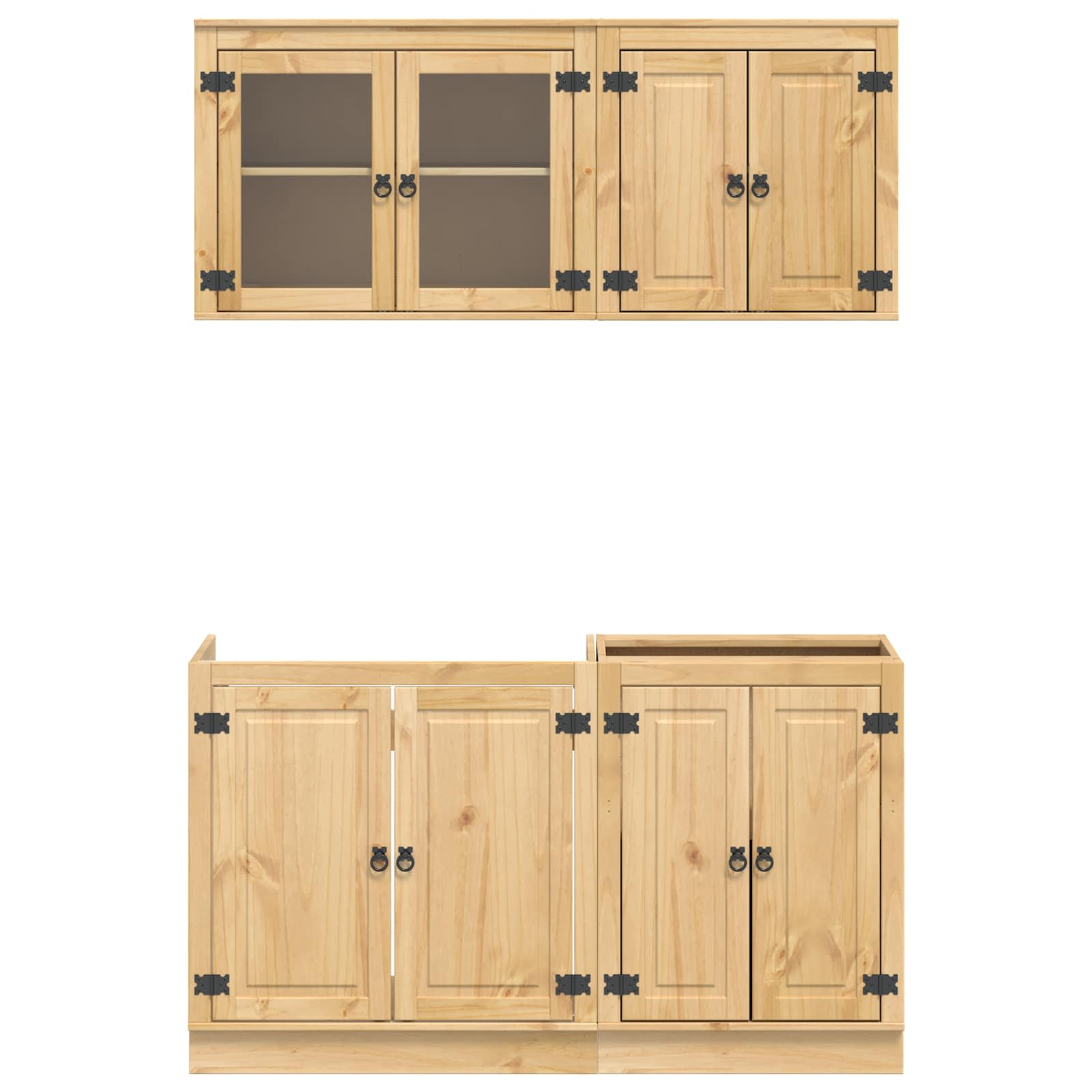 Dulap cu raft cu depozitare 4 pcs Miere Lemn de pin masiv GartenMobel Dekor