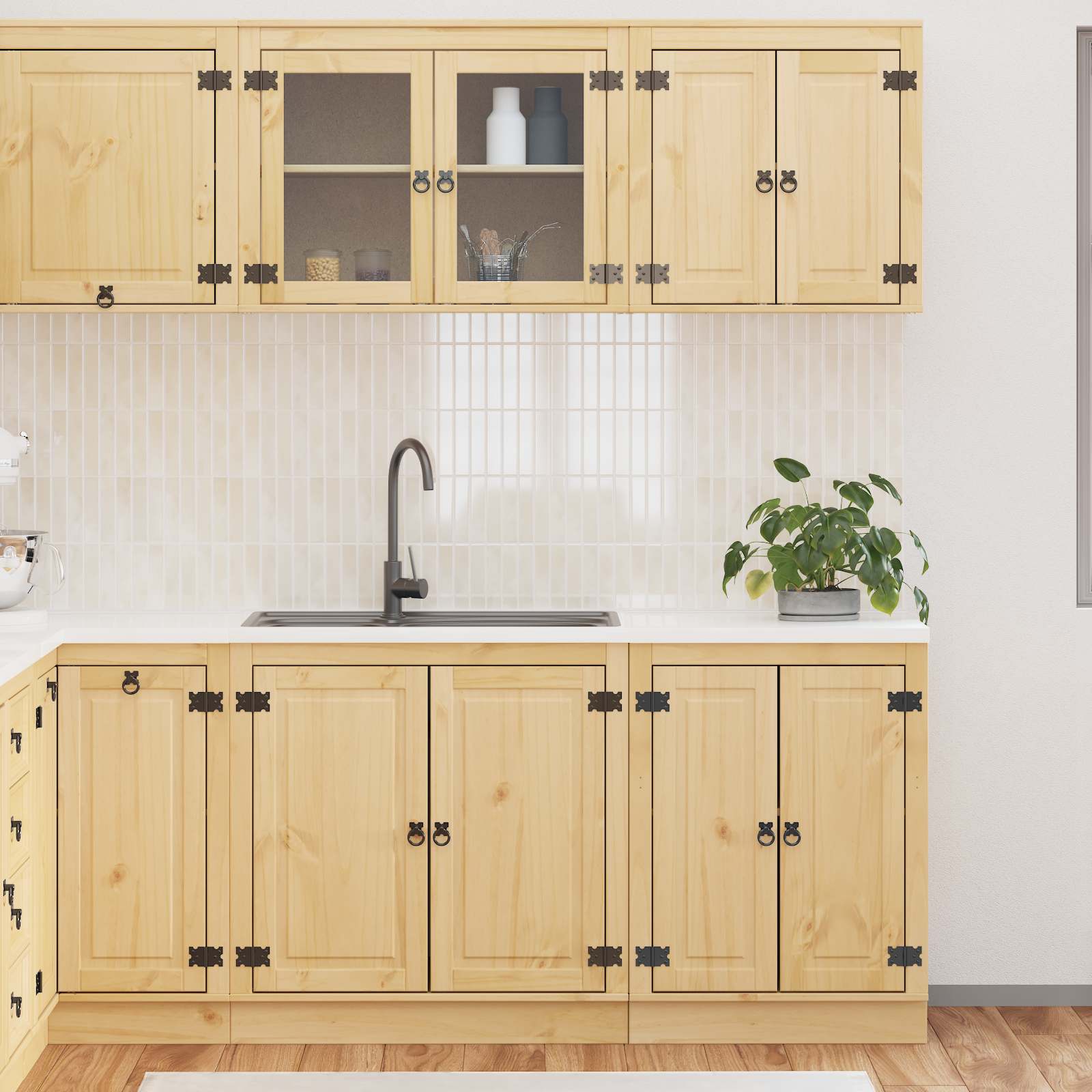 Dulap cu raft cu depozitare 4 pcs Miere Lemn de pin masiv GartenMobel Dekor