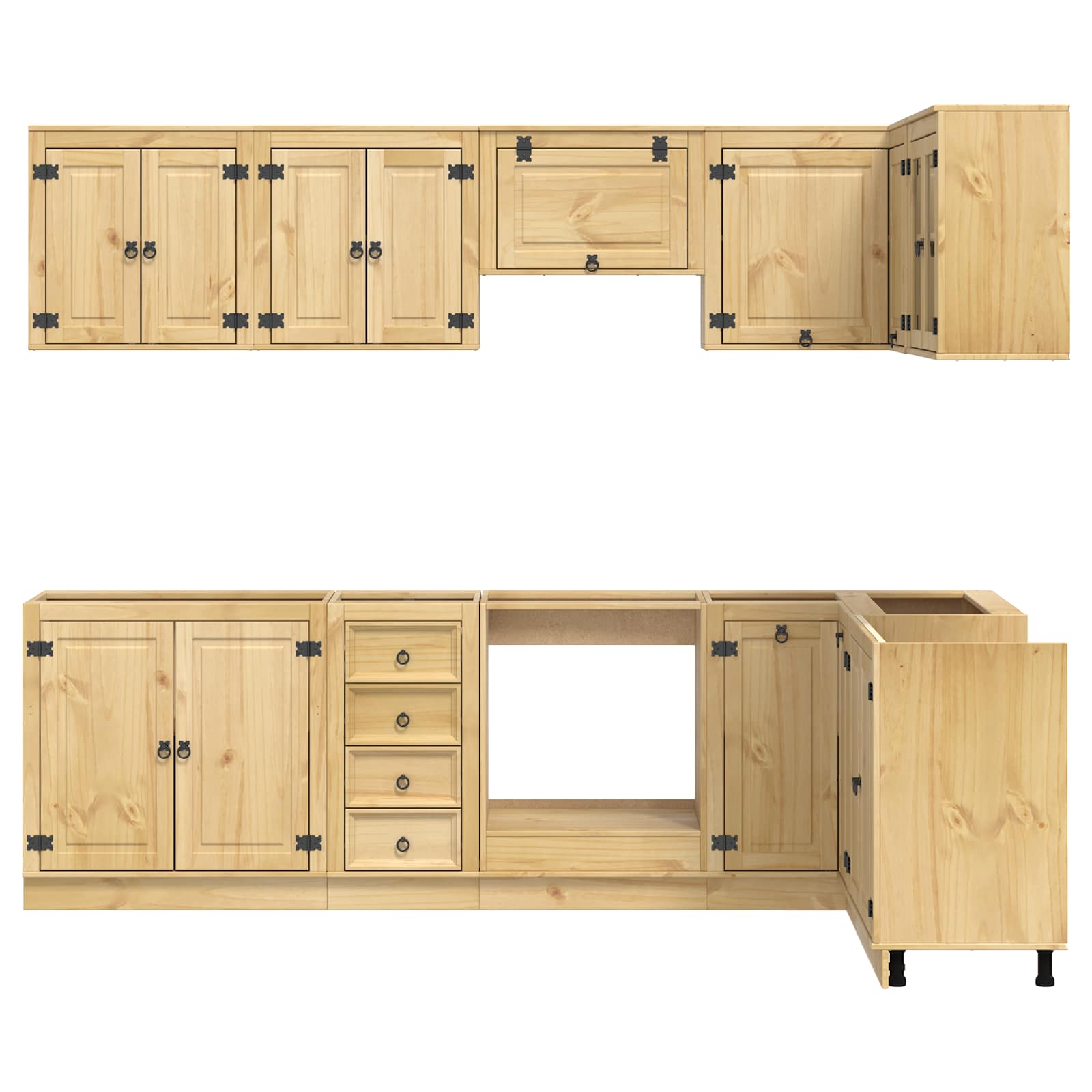 Dulap cu sertar cu raft cu ușă 10 pcs Miere Lemn de pin masiv GartenMobel Dekor