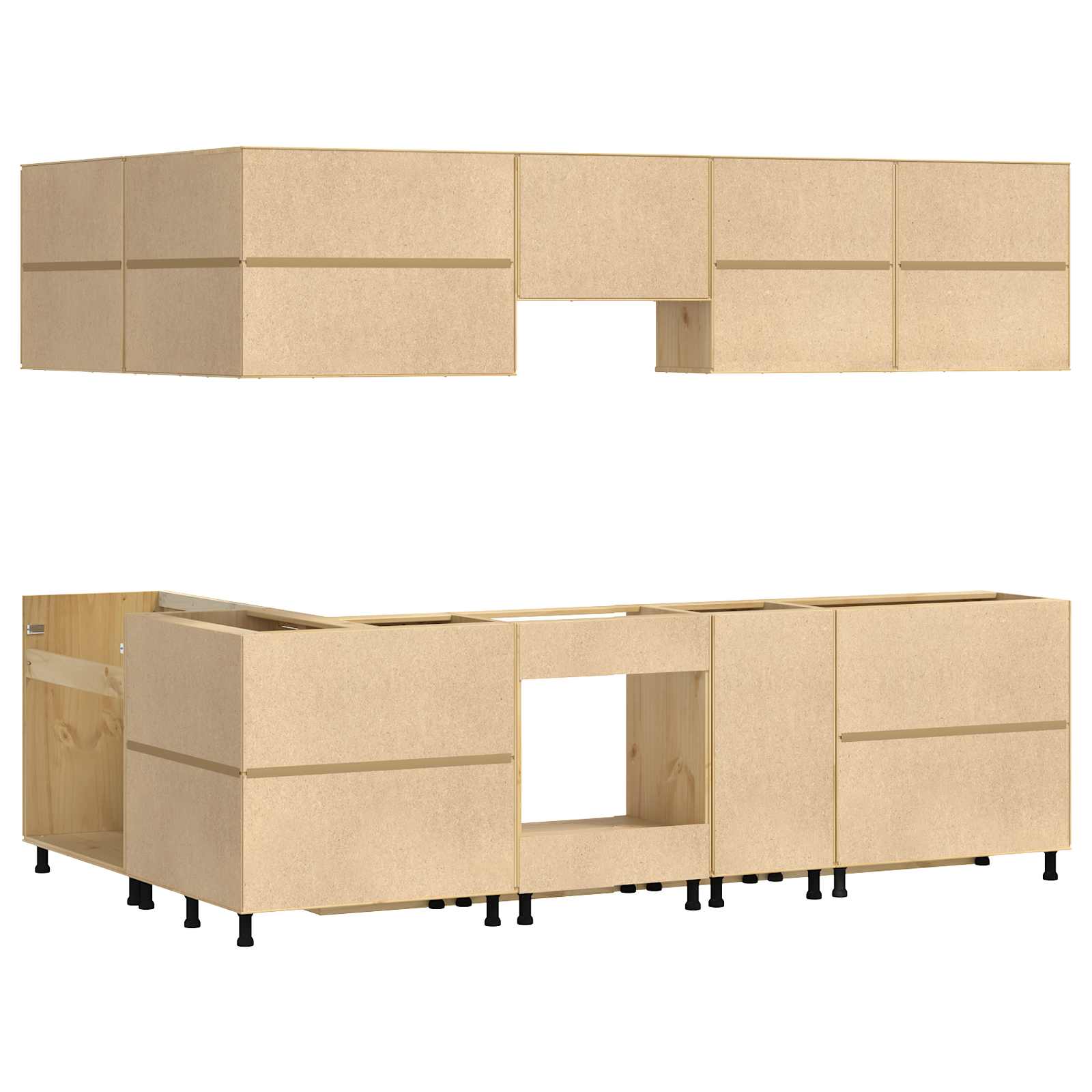 Dulap cu sertar cu raft cu ușă 10 pcs Miere Lemn de pin masiv GartenMobel Dekor