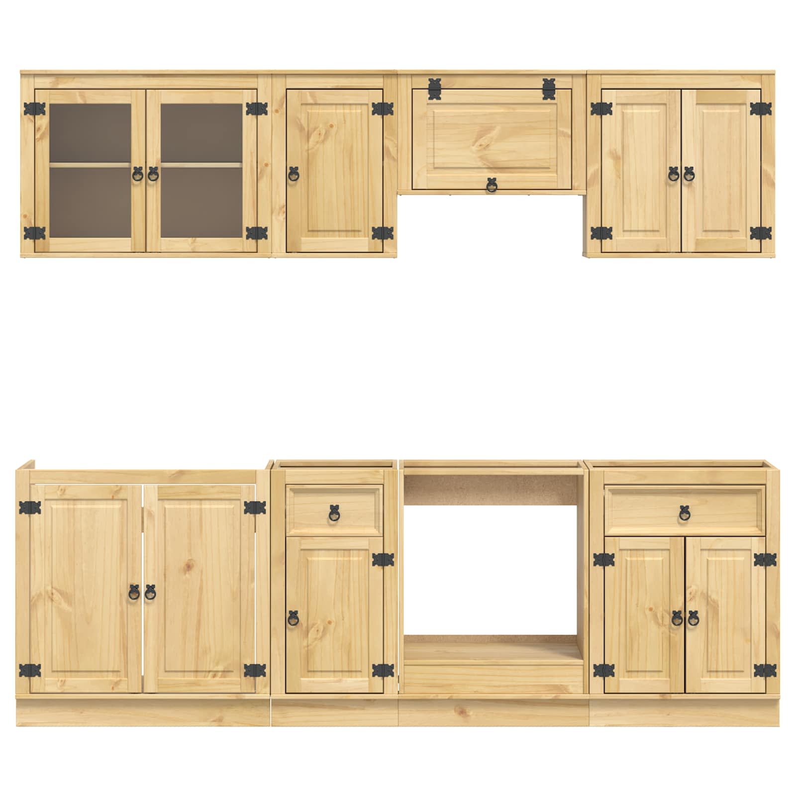 Dulap cu sertar cu raft cu ușă 8 pcs Miere Lemn de pin masiv GartenMobel Dekor