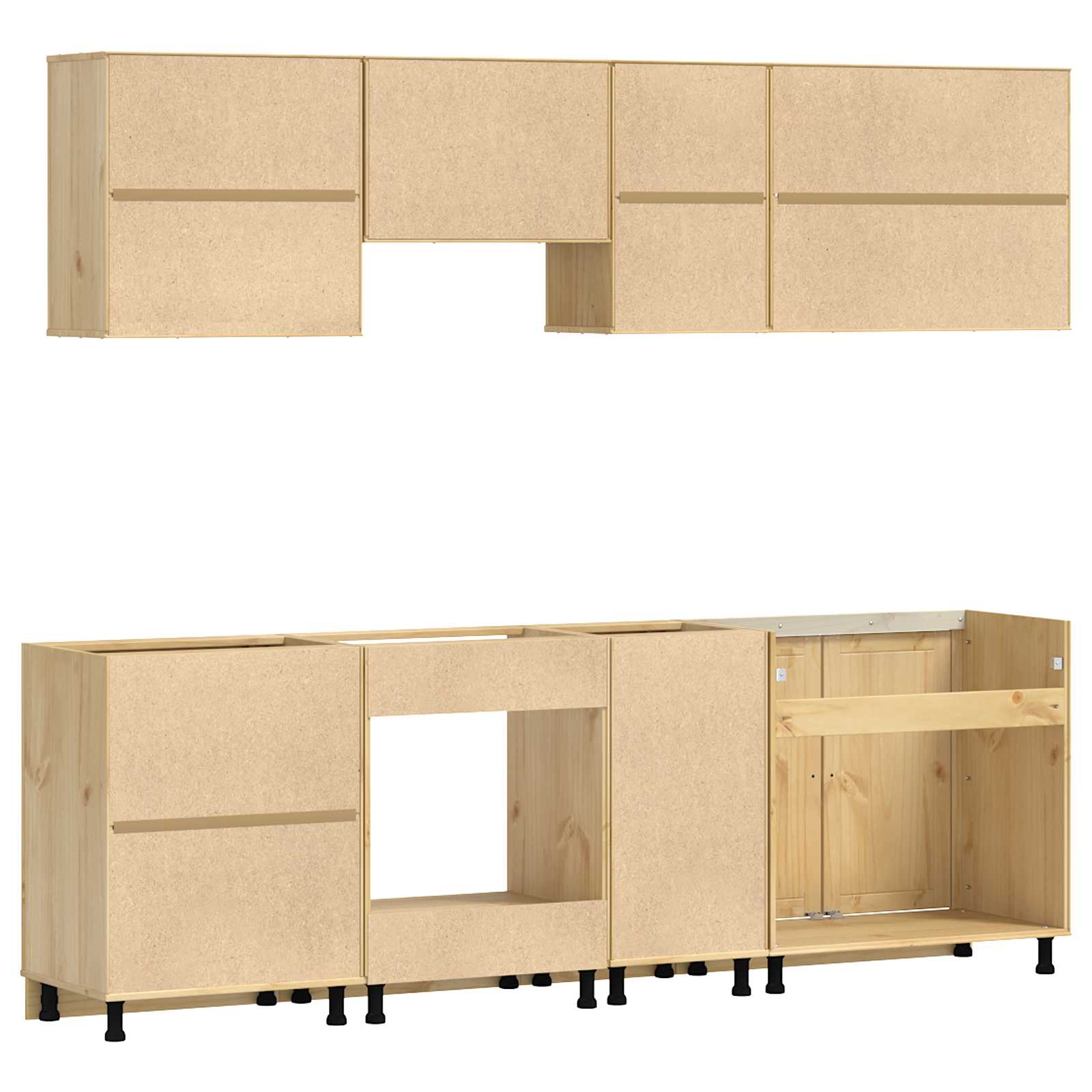 Dulap cu sertar cu raft cu ușă 8 pcs Miere Lemn de pin masiv GartenMobel Dekor