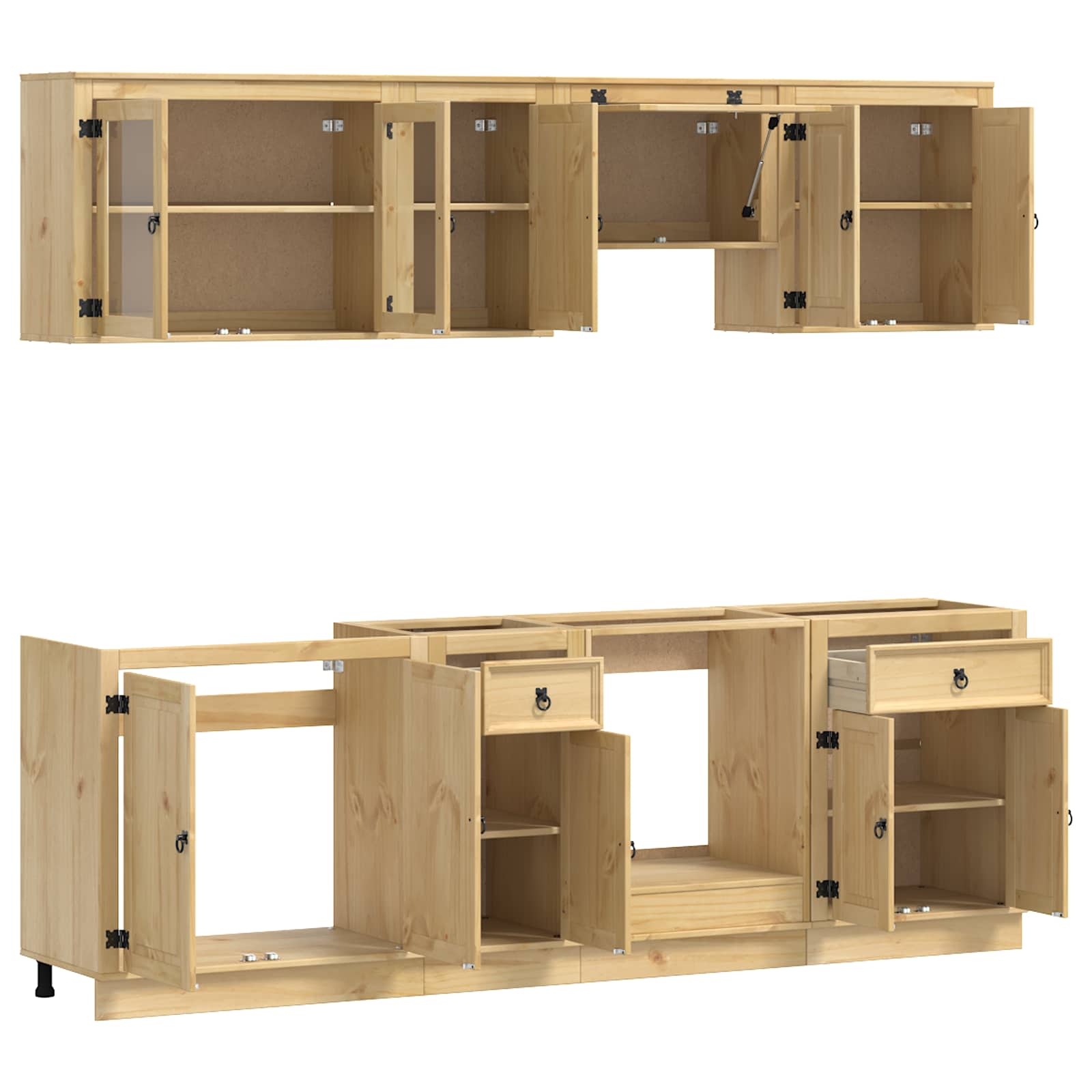 Dulap cu sertar cu raft cu ușă 8 pcs Miere Lemn de pin masiv GartenMobel Dekor