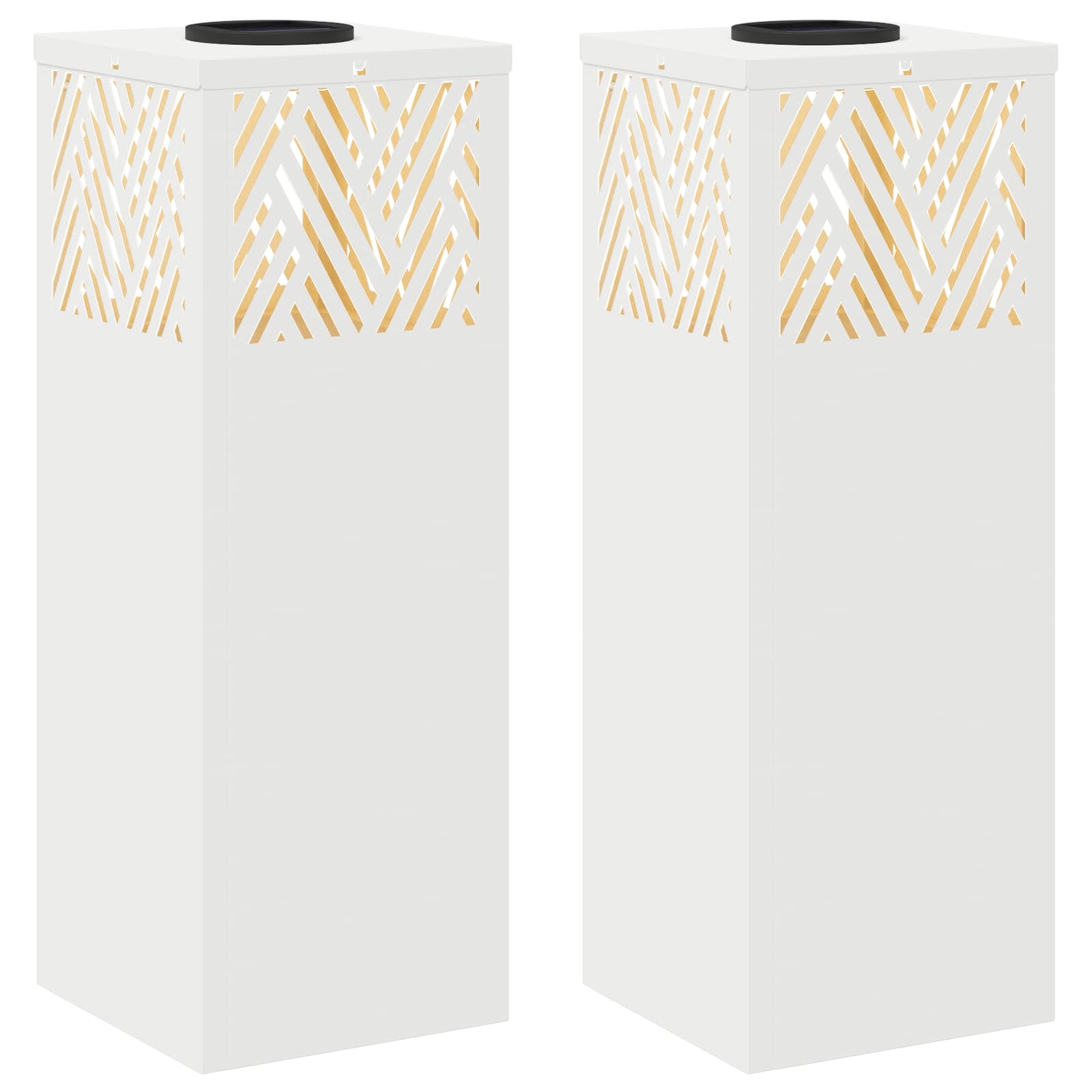 Lumină LED Solară pentru Alei 2 pcs Alb Oțel laminat la rece GartenMobel Dekor