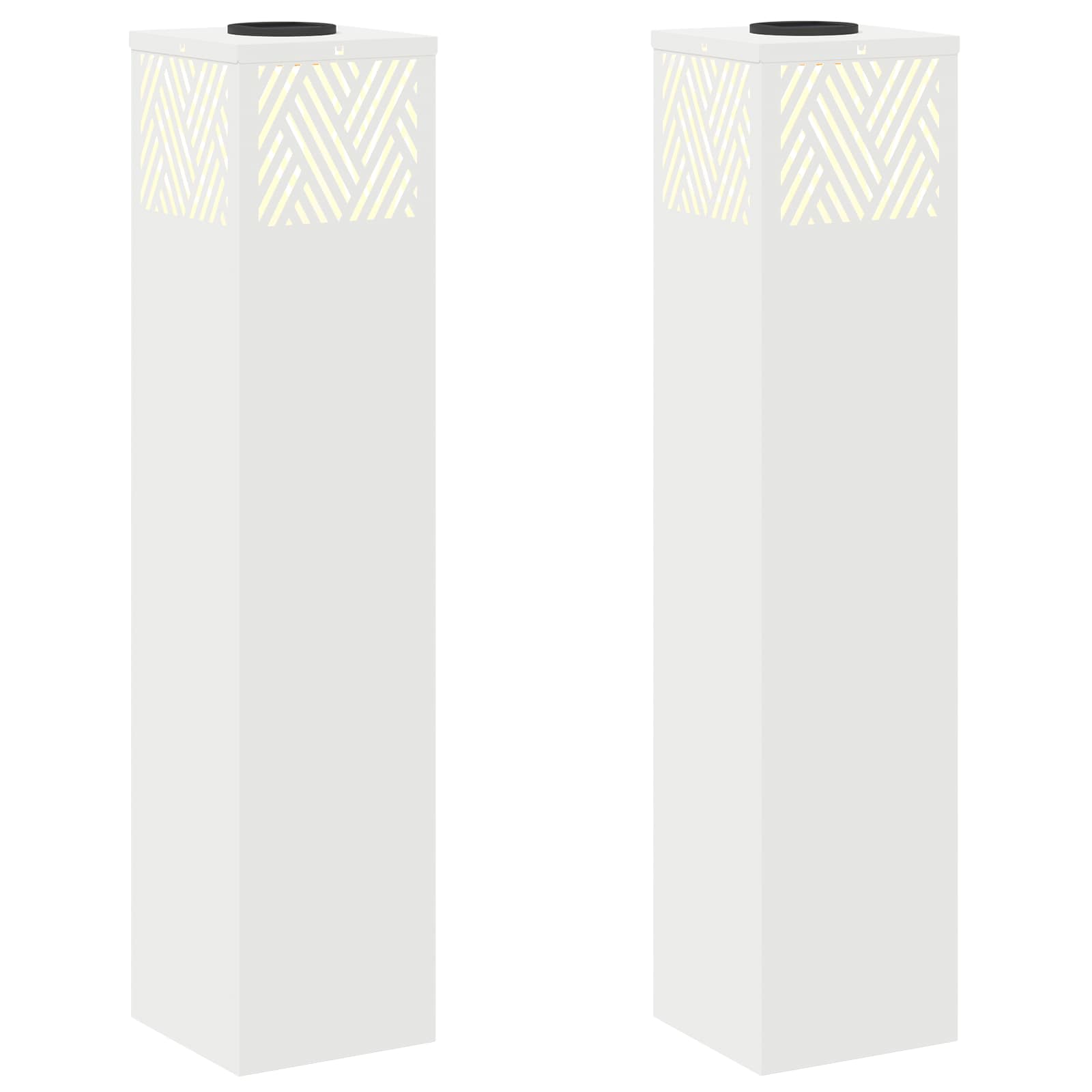 Lumină LED Solară pentru Alei 2 pcs Alb Oțel laminat la rece GartenMobel Dekor