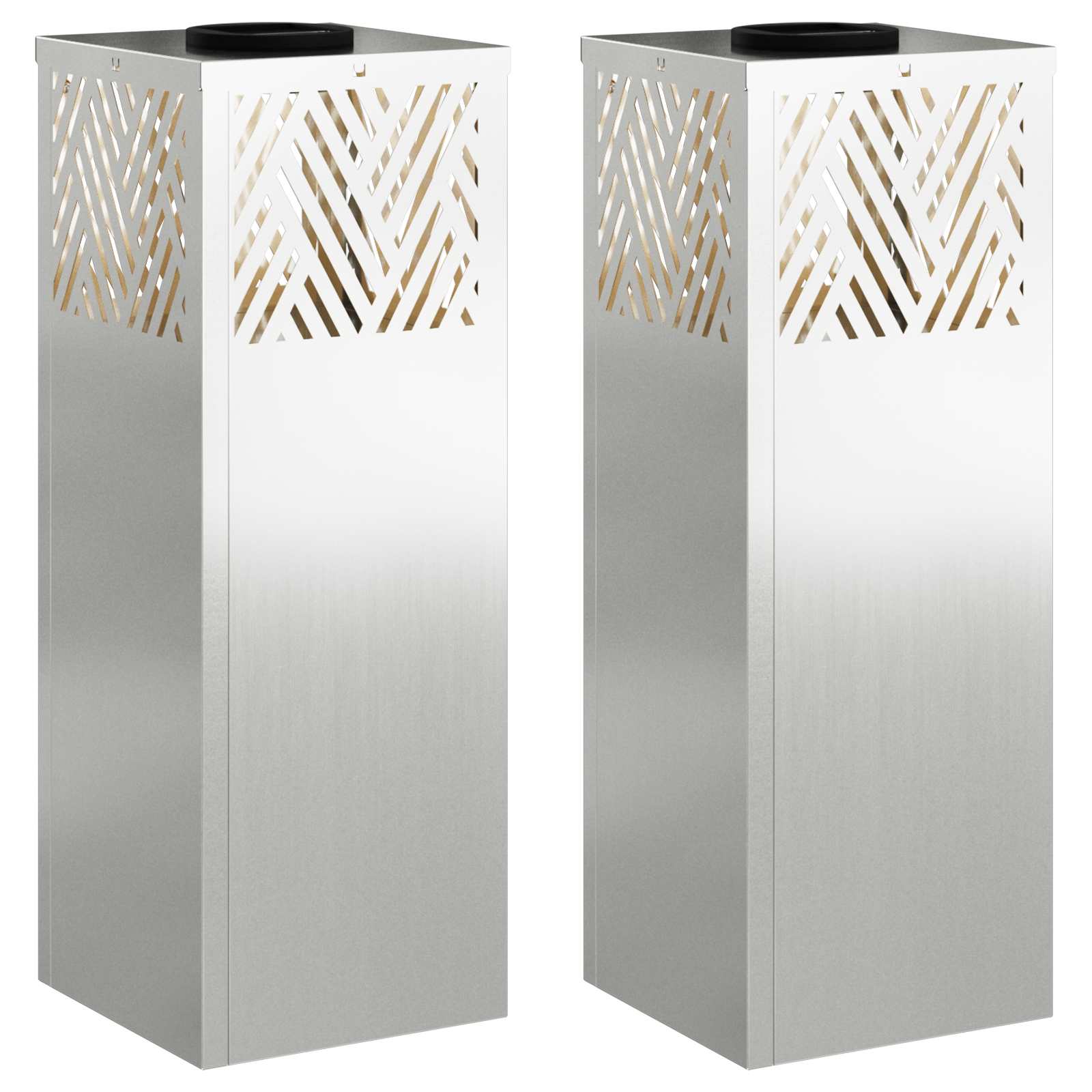 Lumină LED Solară pentru Alei 2 pcs Galvanizat Galvanizat GartenMobel Dekor