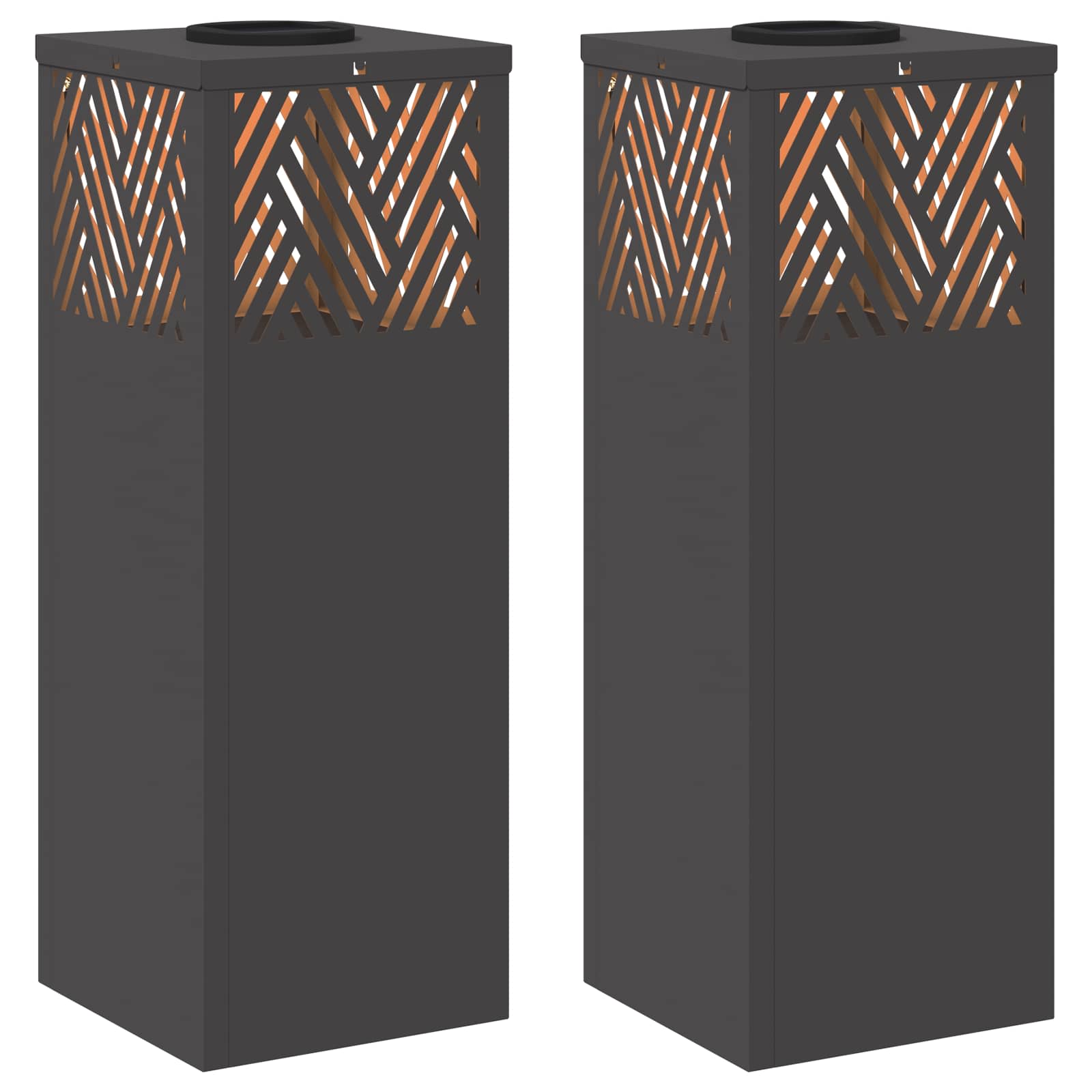 Lumină LED Solară pentru Alei 2 pcs Negru Oțel laminat la rece GartenMobel Dekor