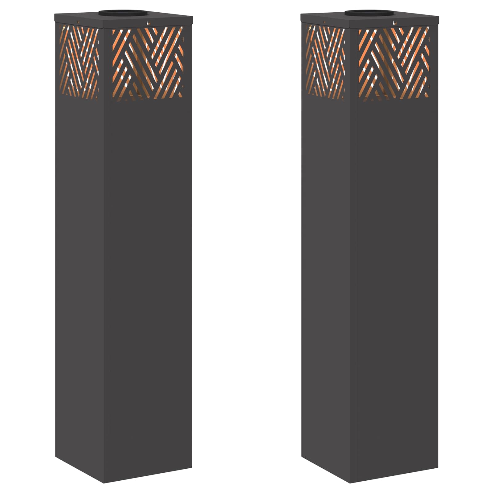 Lumină LED Solară pentru Alei 2 pcs Negru Oțel laminat la rece GartenMobel Dekor