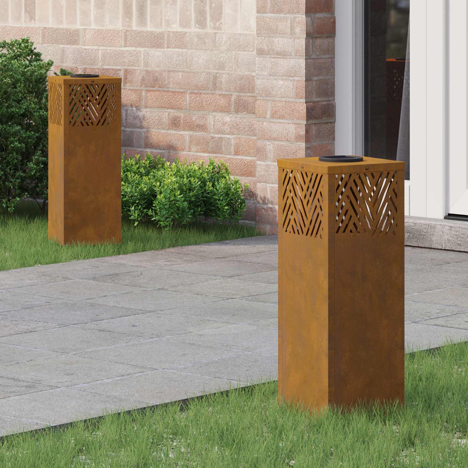 Lumină LED Solară pentru Alei 2 pcs Oțel Corten Oțel Corten GartenMobel Dekor