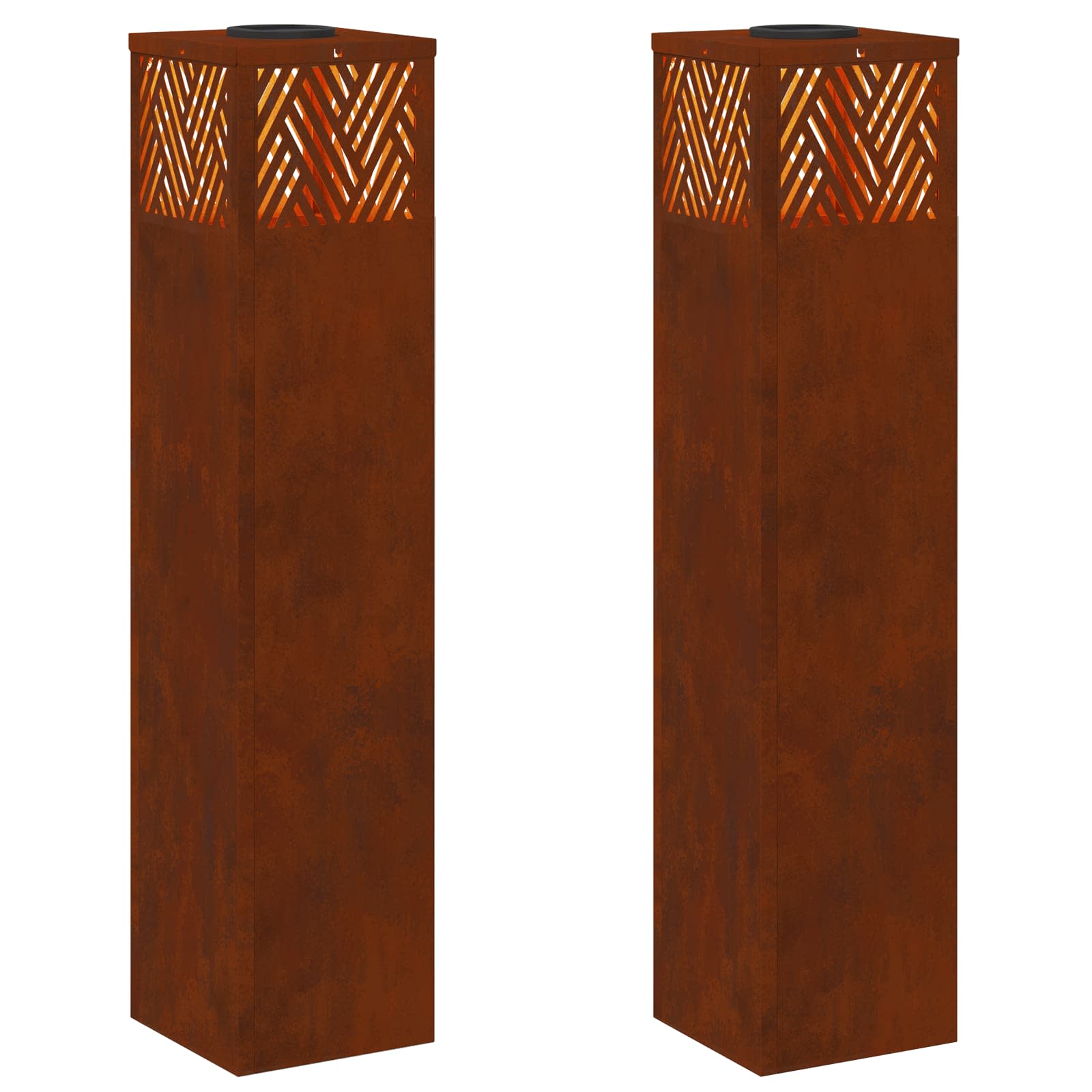 Lumină LED Solară pentru Alei 2 pcs Oțel Corten Oțel Corten GartenMobel Dekor