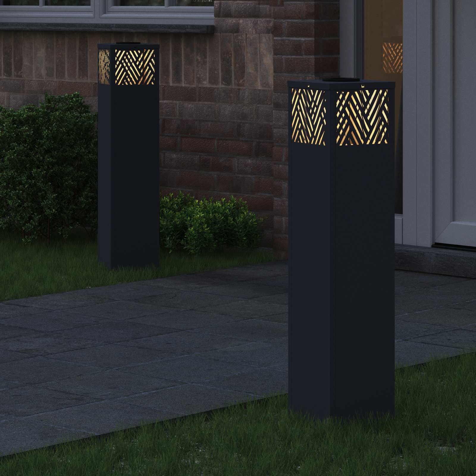 Lumină LED Solară pentru Alei Herringbone 2 pcs Antracit GartenMobel Dekor