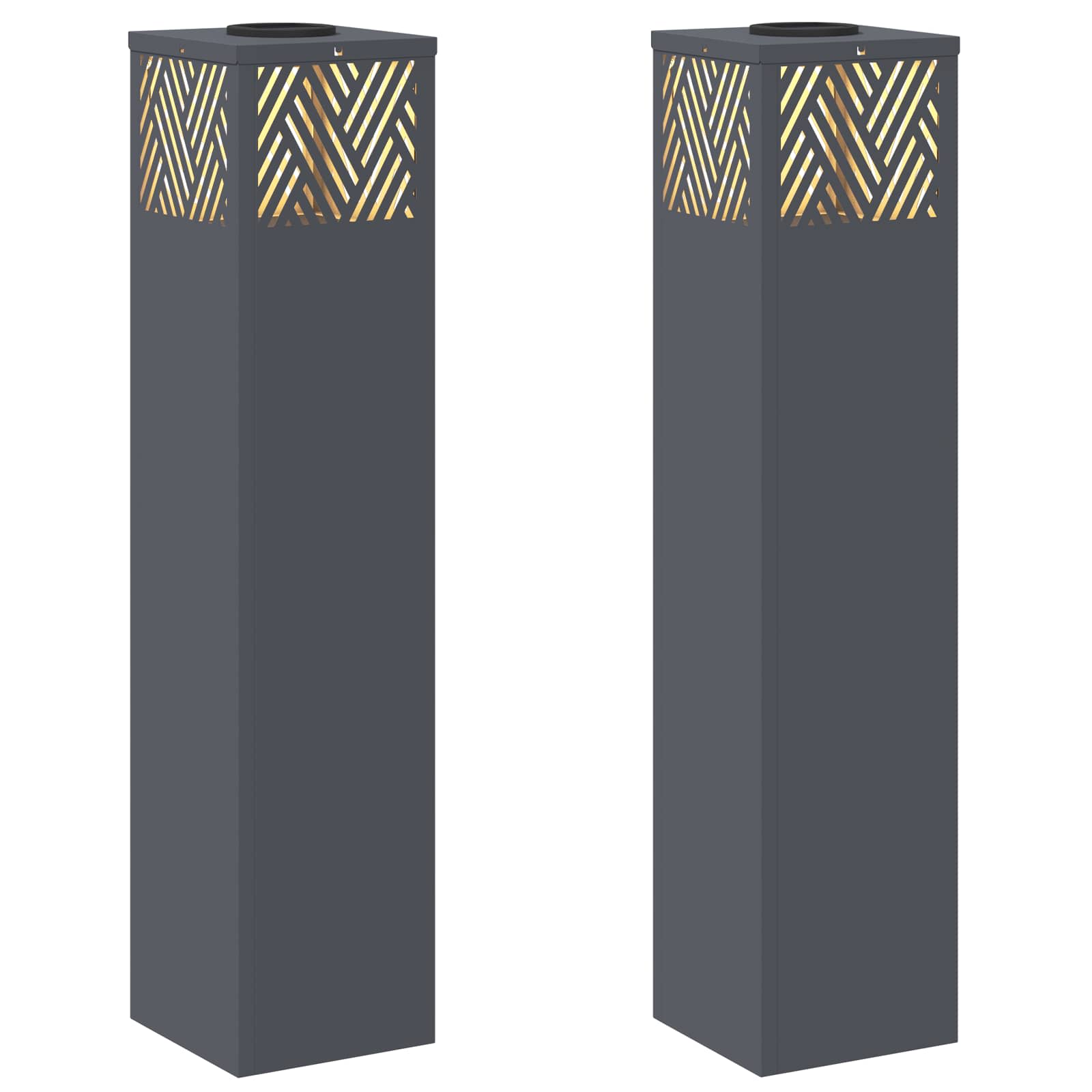 Lumină LED Solară pentru Alei Herringbone 2 pcs Antracit GartenMobel Dekor