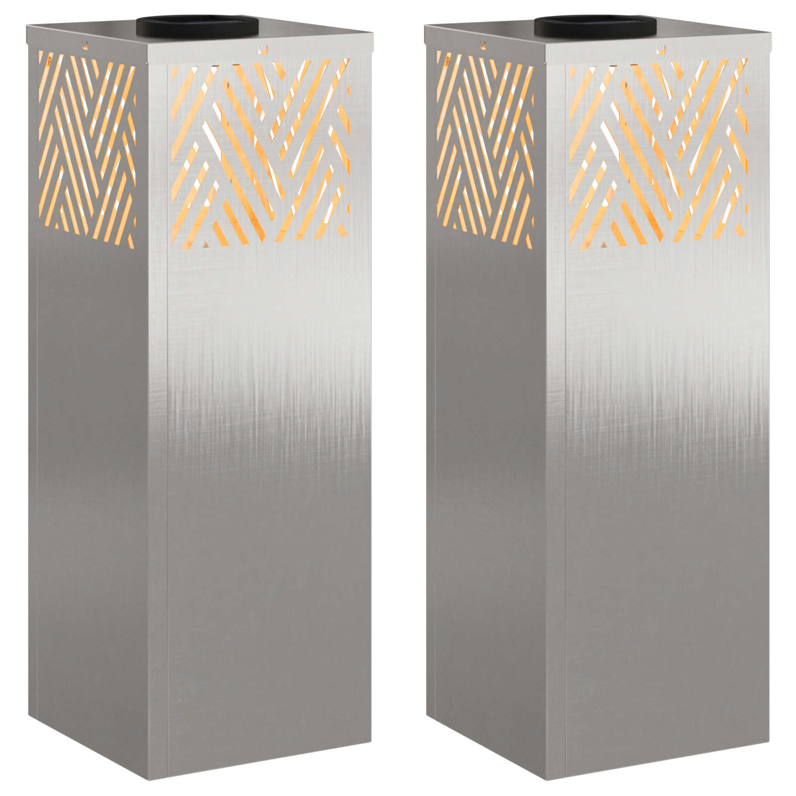 Lumină LED Solară pentru Alei Herringbone 2 pcs Oţel inoxidabil GartenMobel Dekor