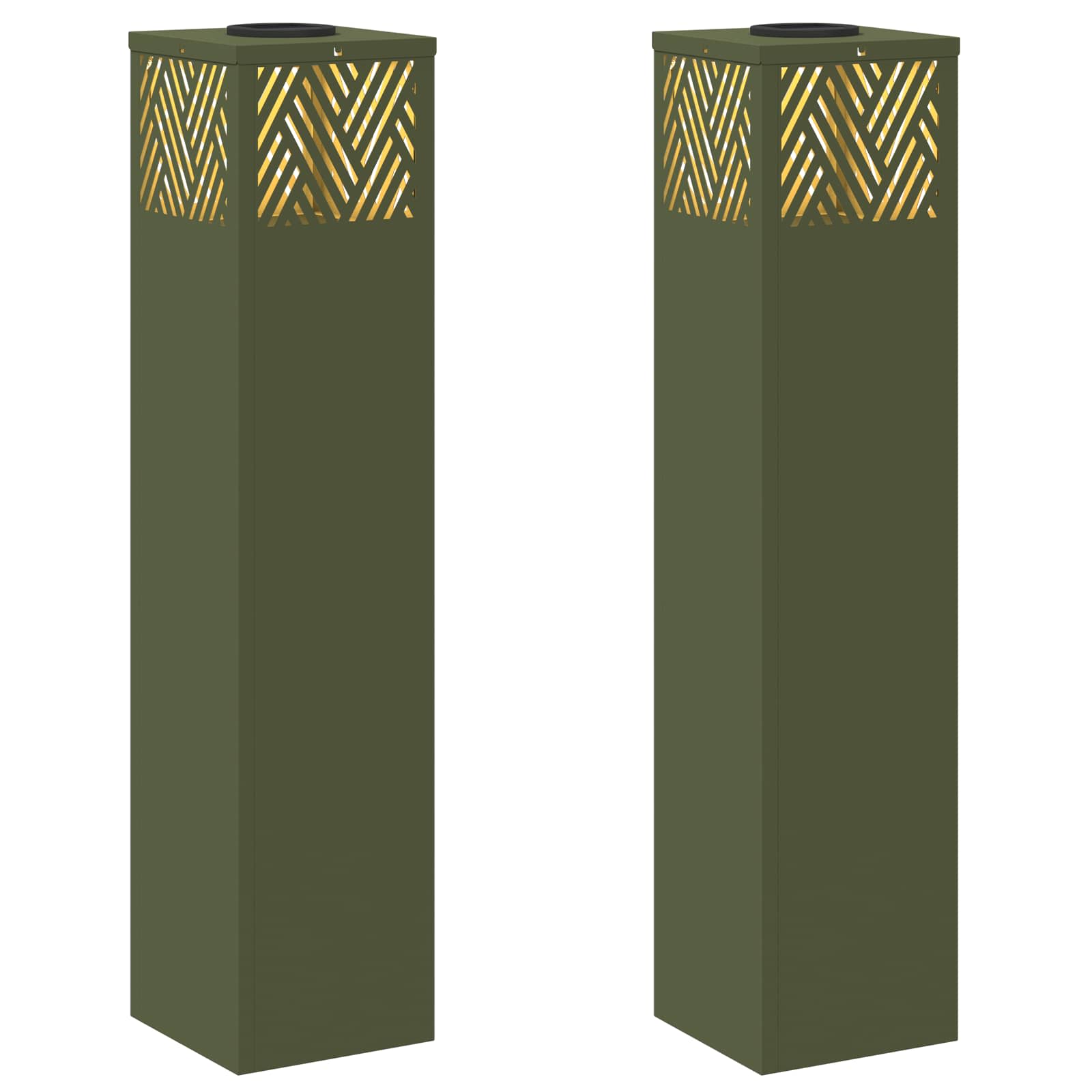 Lumină LED Solară pentru Alei Herringbone 2 pcs Verde măsliniu GartenMobel Dekor