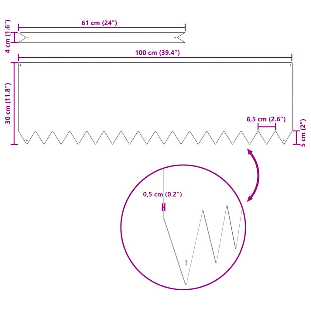 Margine pentru gazon 10 pcs Antracit 100 x 0.05 x 20 cm GartenMobel Dekor
