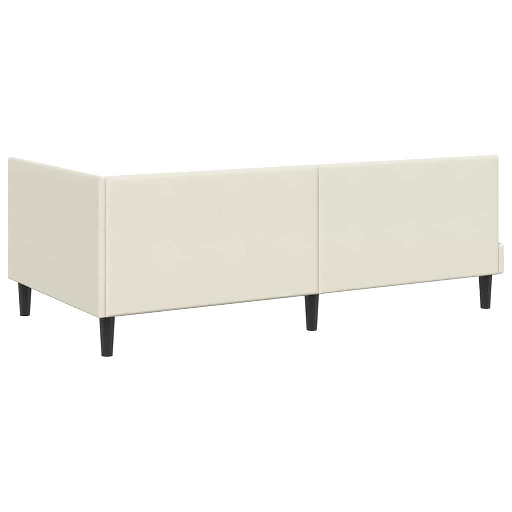 Cadru de pat colțar cu saltea cu headboard 2 pcs Crem Catifea GartenMobel Dekor